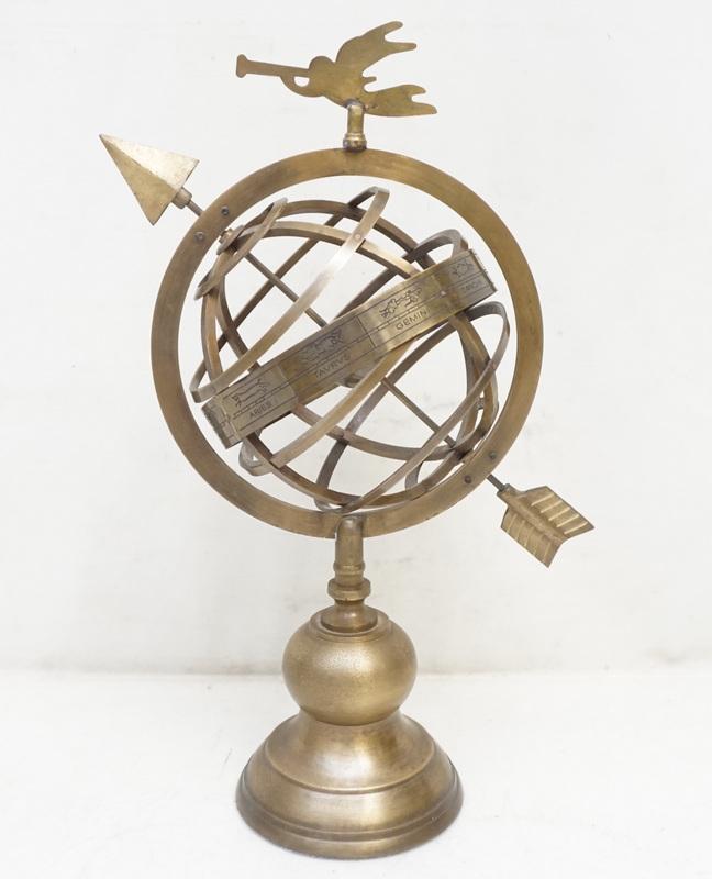 VINTAGE MID CENTURY BRASS ARMILLARY SPHERE SHOWING (1 of 10)