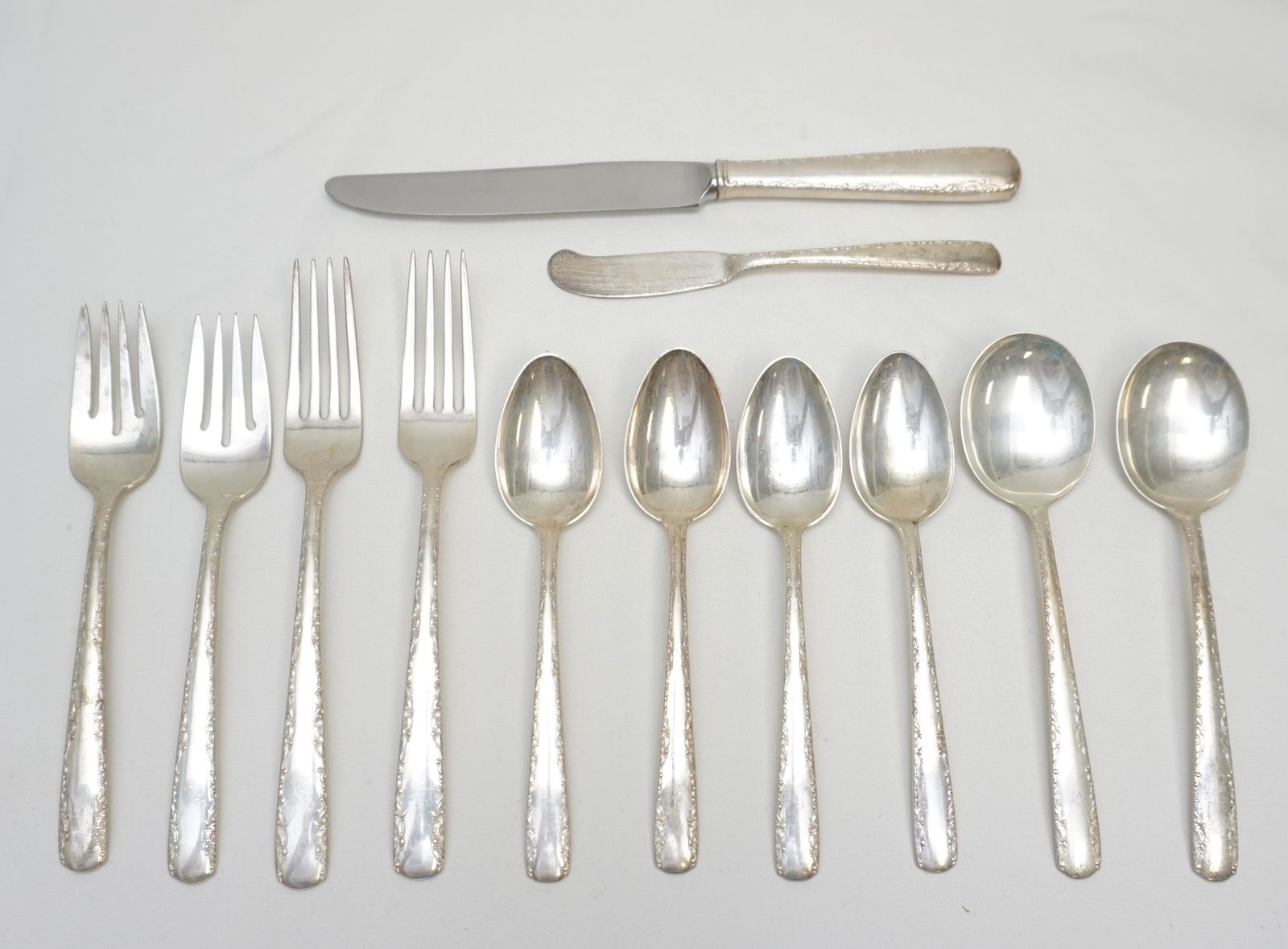 12 pc GORHAM STERLING CAMELLIA FLATWARE (1 of 9)