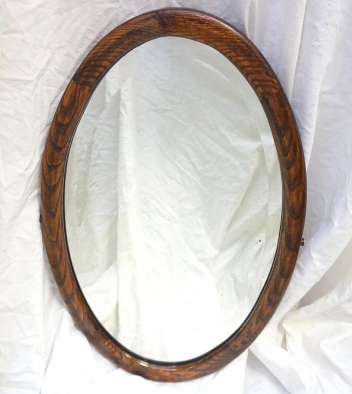 ANTIQUE OAK WALL MIRROR (1 of 5)