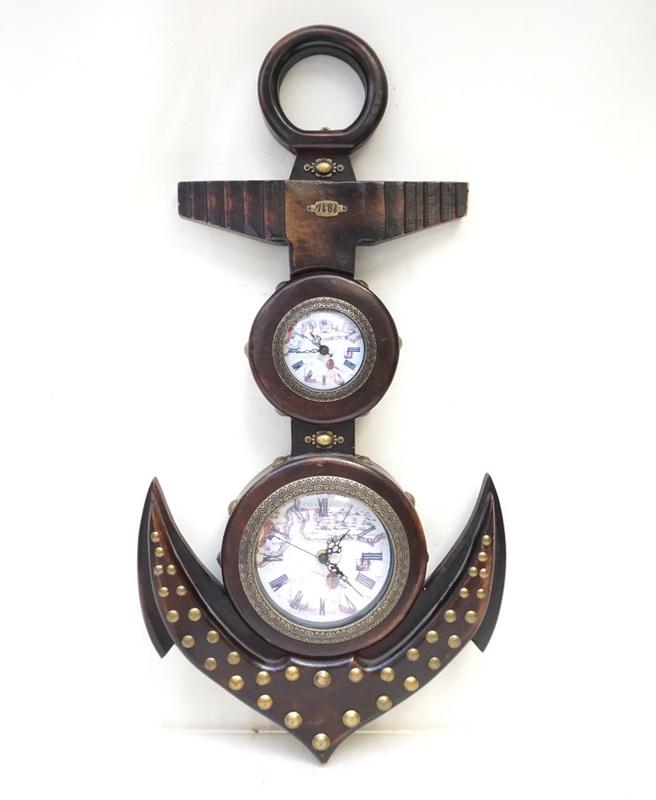 VINTAGE MAHOGANY NAVIGATORS CLOCK - ANCHOR (1 of 6)