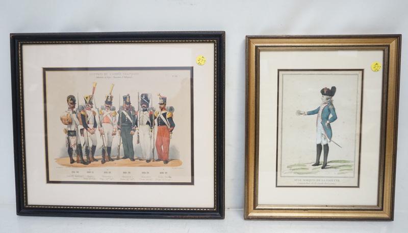 2 ANTIQUE MILITARY HAND COLORED LITHOGRAPHS (1 of 8)