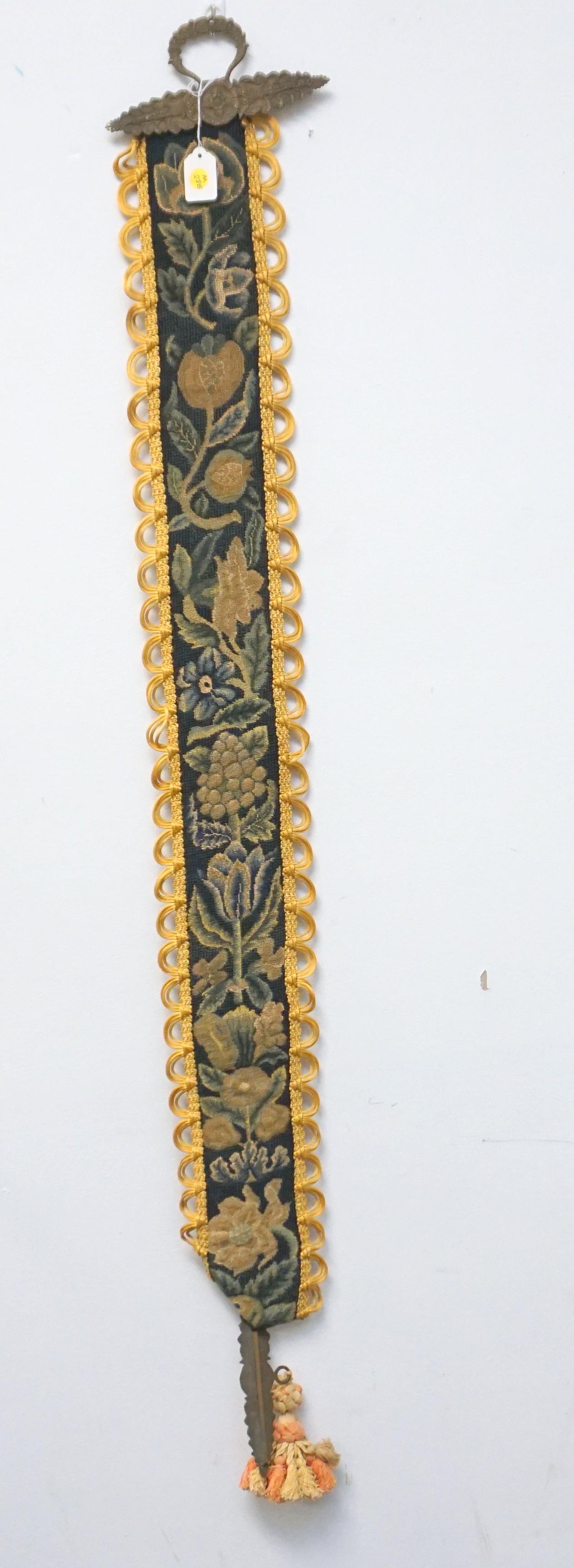 ANTIQUE TAPESTRY BELL PULL BRONZE ITALY 4 FT (1 of 7)