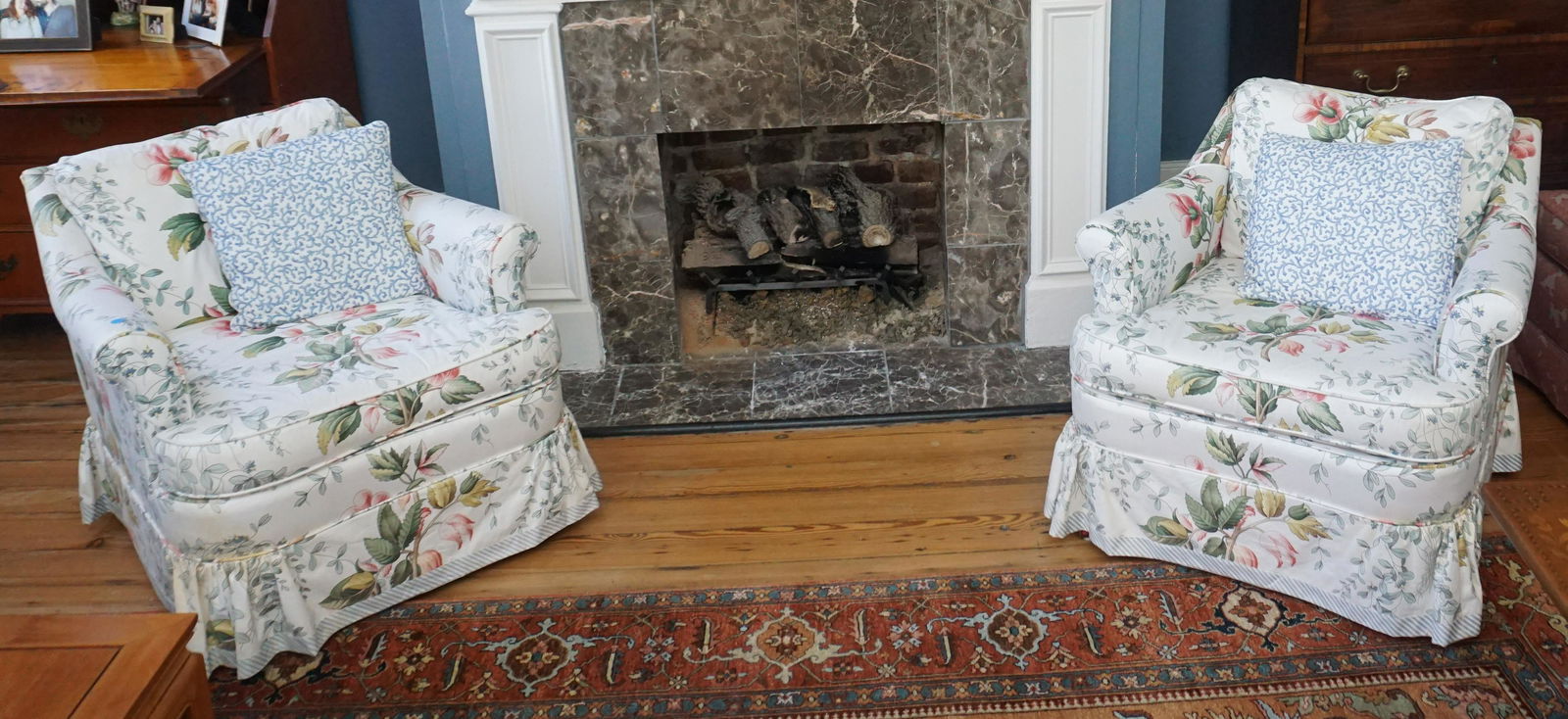 PAIR CUSTOM UPHOLSTERED CLUB CHAIRS (1 of 5)