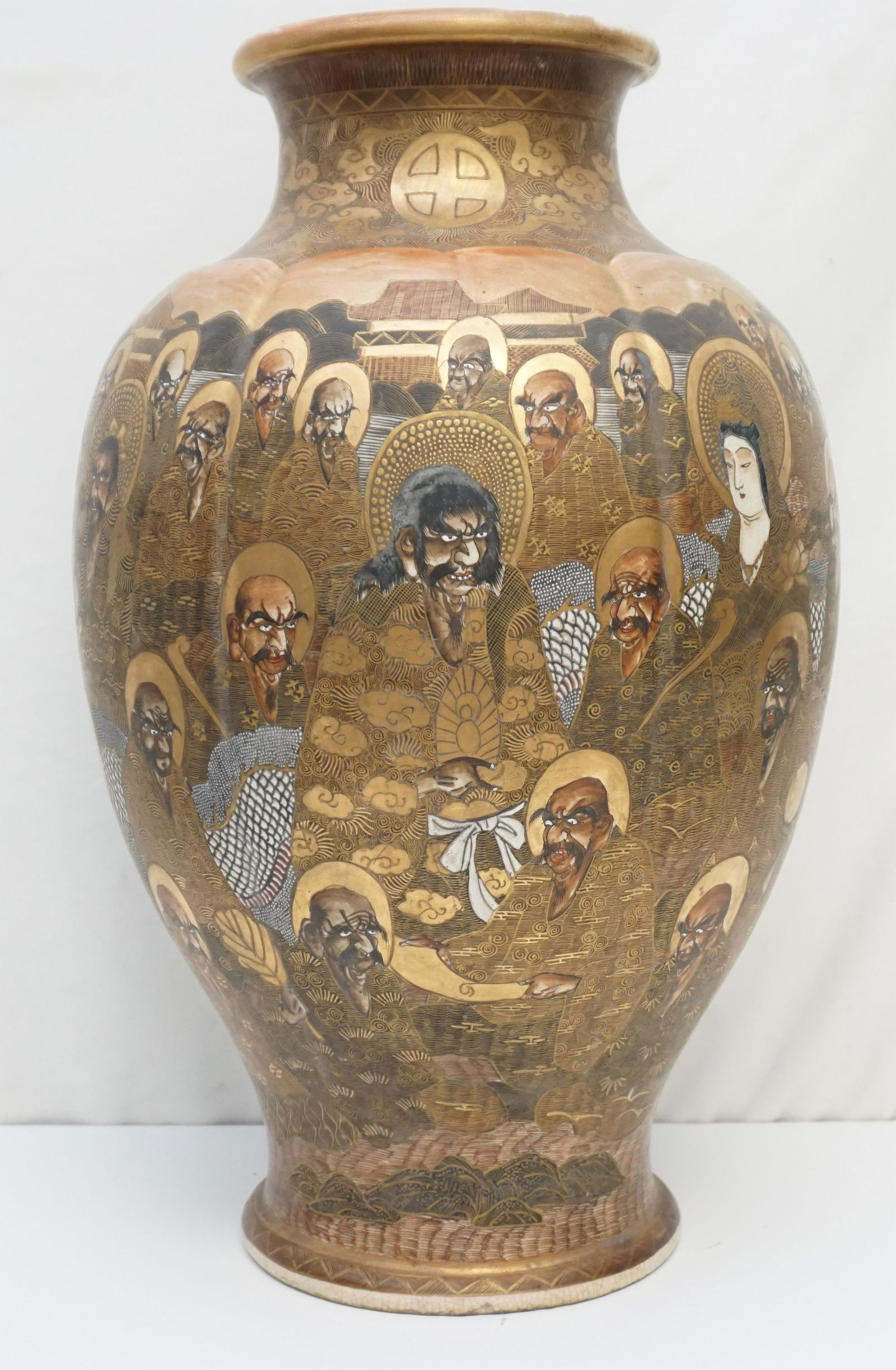 19TH C LARGE SATSUMA VASE JAPANESE IMMORTALS (1 of 15)