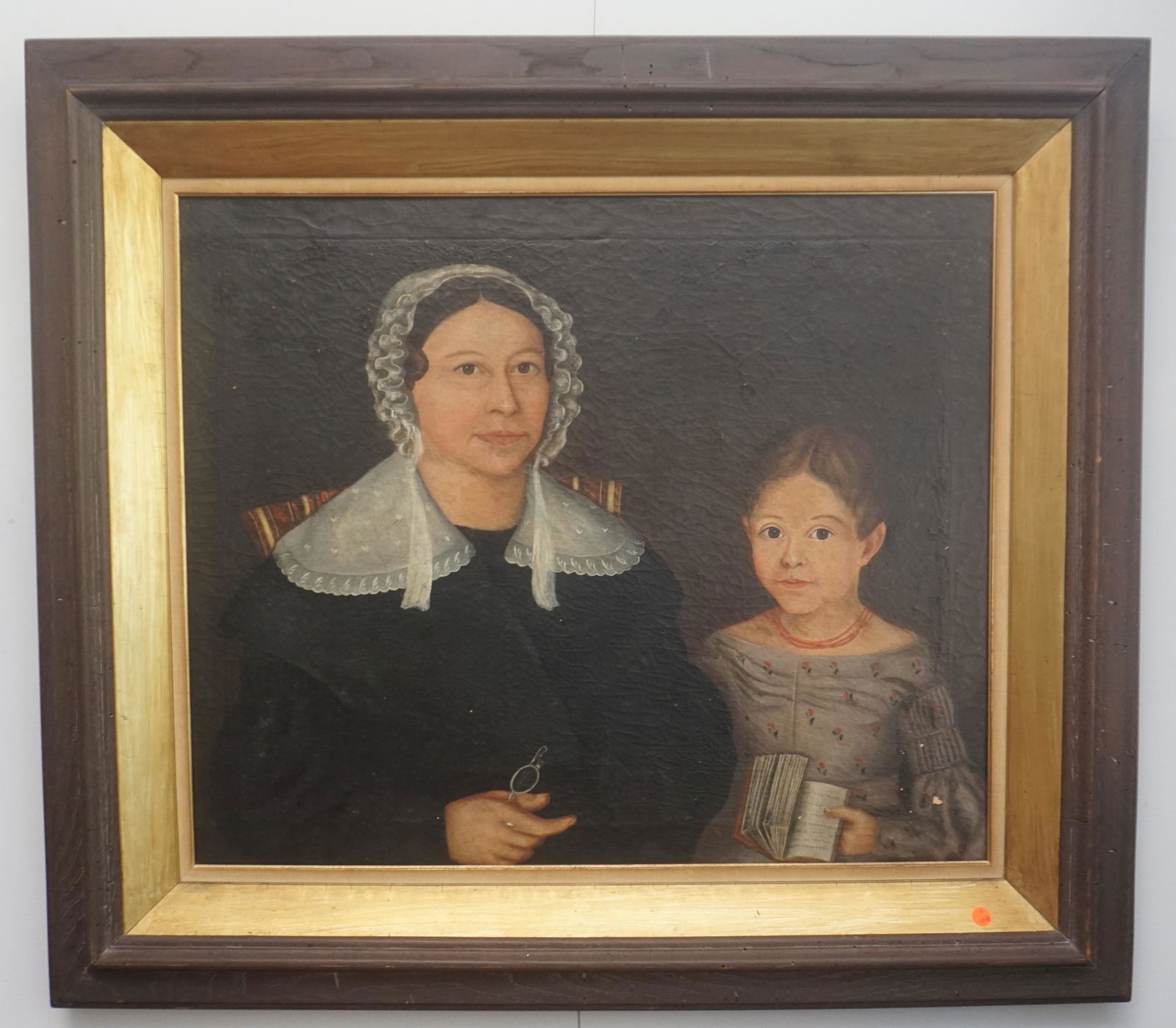AMERICAN SCHOOL 19th c MOTHER & DAUGHTER (1 of 12)
