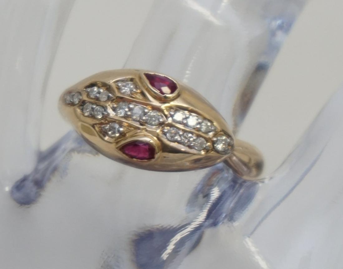 RUBY & DIAMOND SNAKE RING (SZ 6.25) (1 of 6)