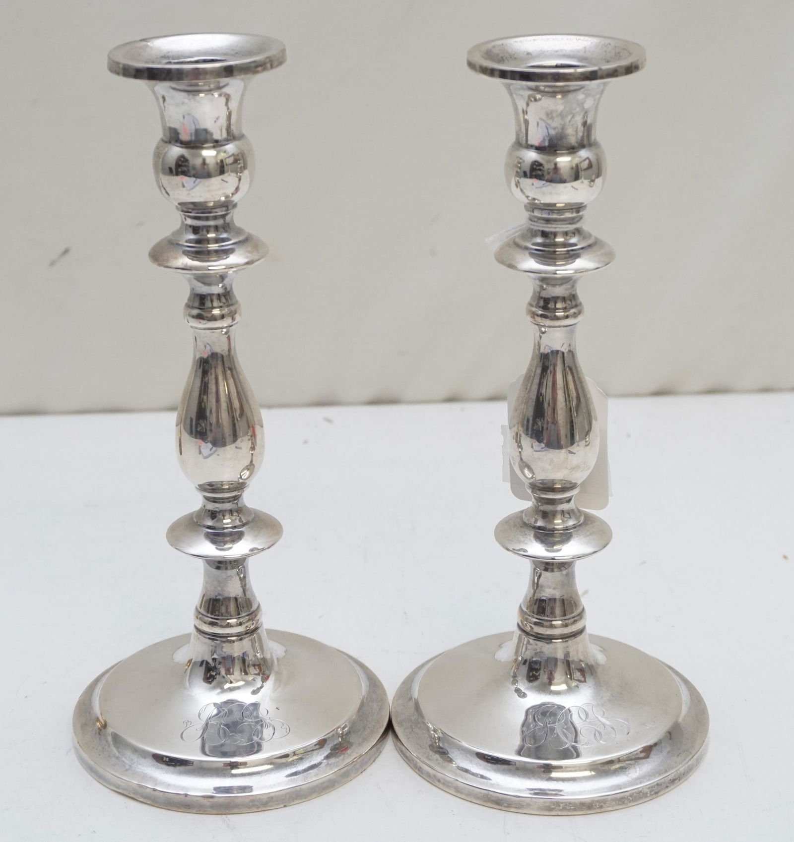 PAIR STERLING SILVER CANDLESTICKS (1 of 5)