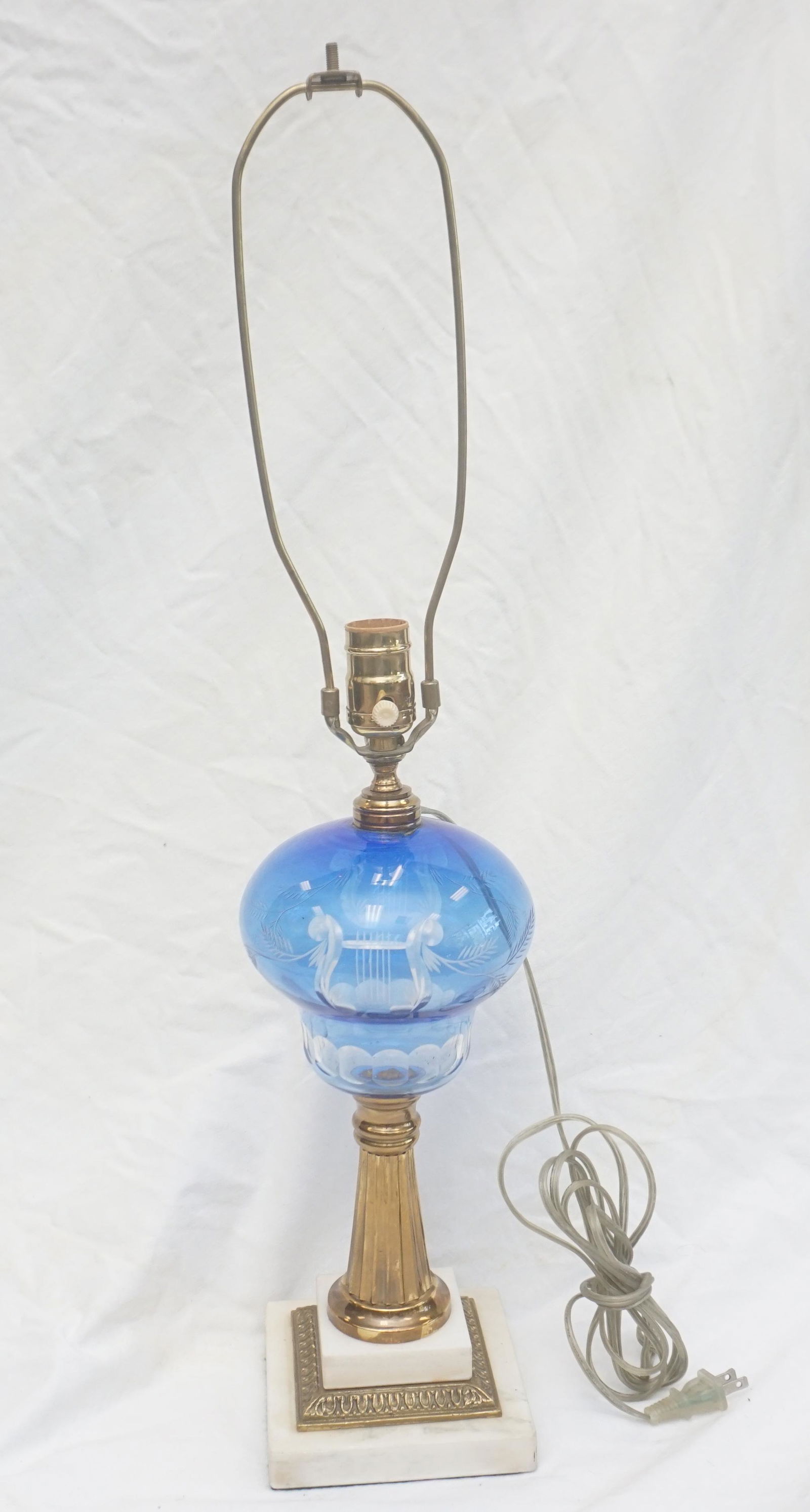 COBALT CUT TO CLEAR OIL LAMP ELECTRIFIED (1 of 7)