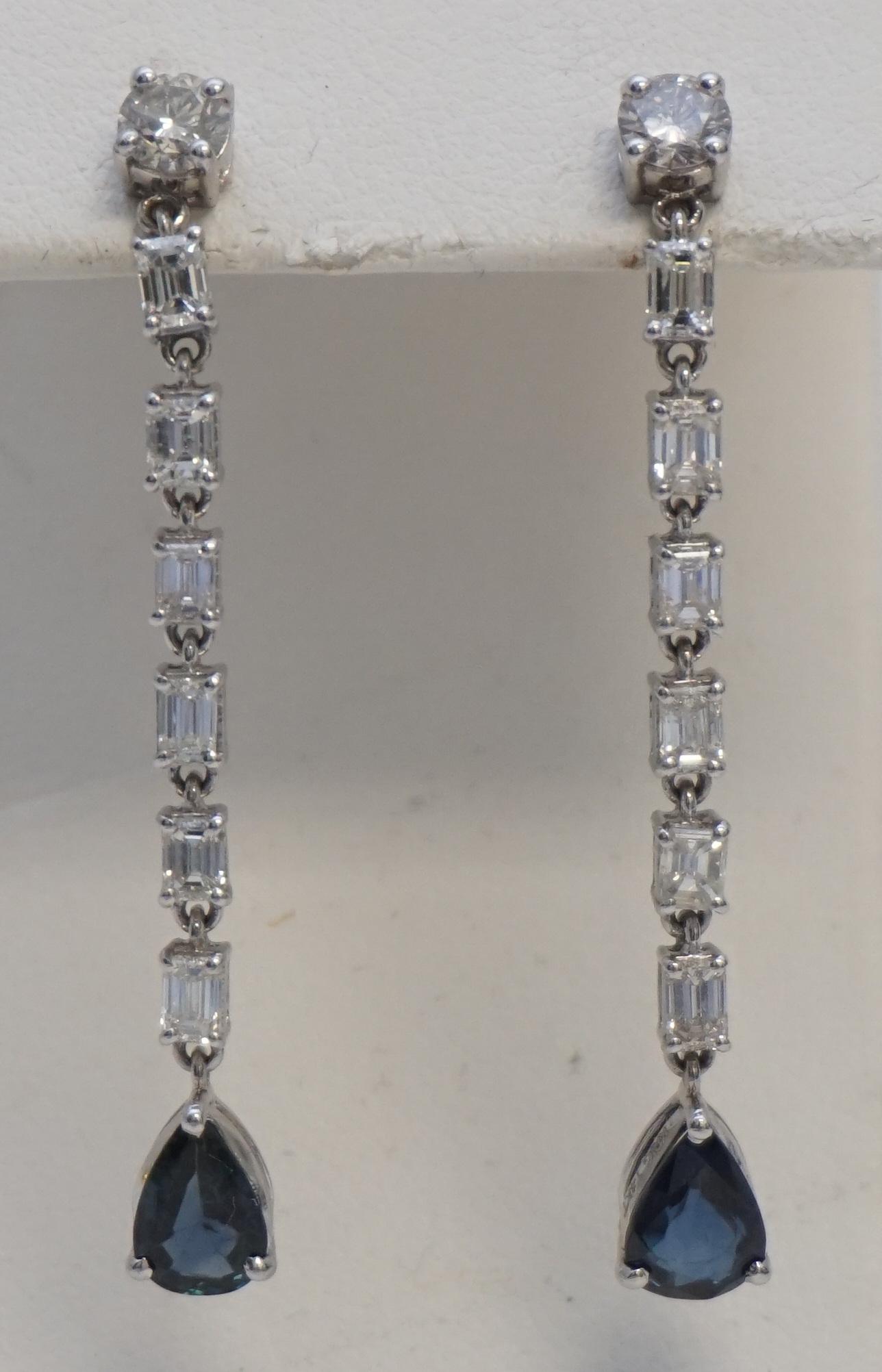 STUNNING SAPPHIRE & DIAMOND DANGLE EARRINGS (1 of 3)
