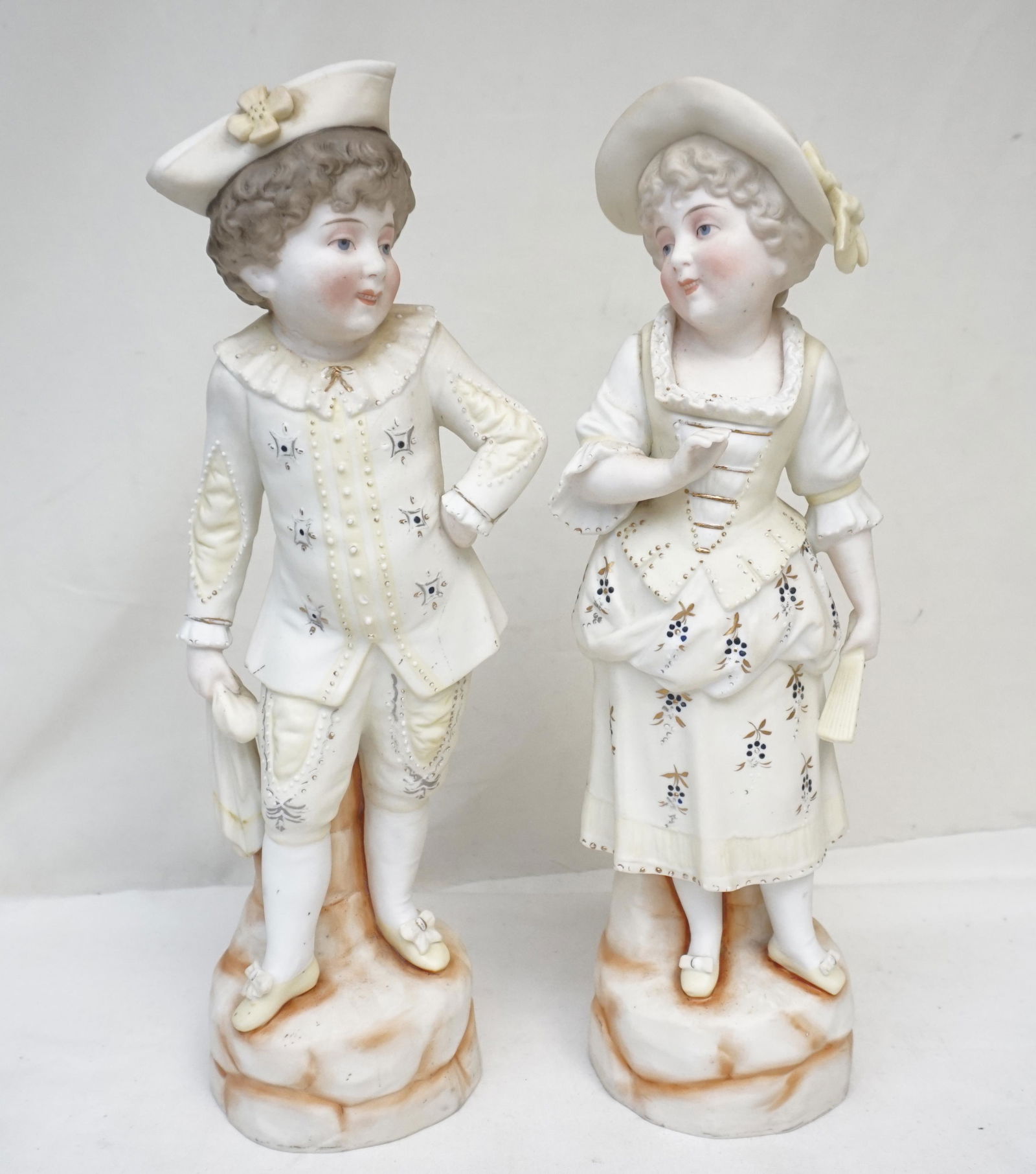 PAIR LARGE ANTIQUE PORCELAIN BISQUE FIGURES (1 of 6)