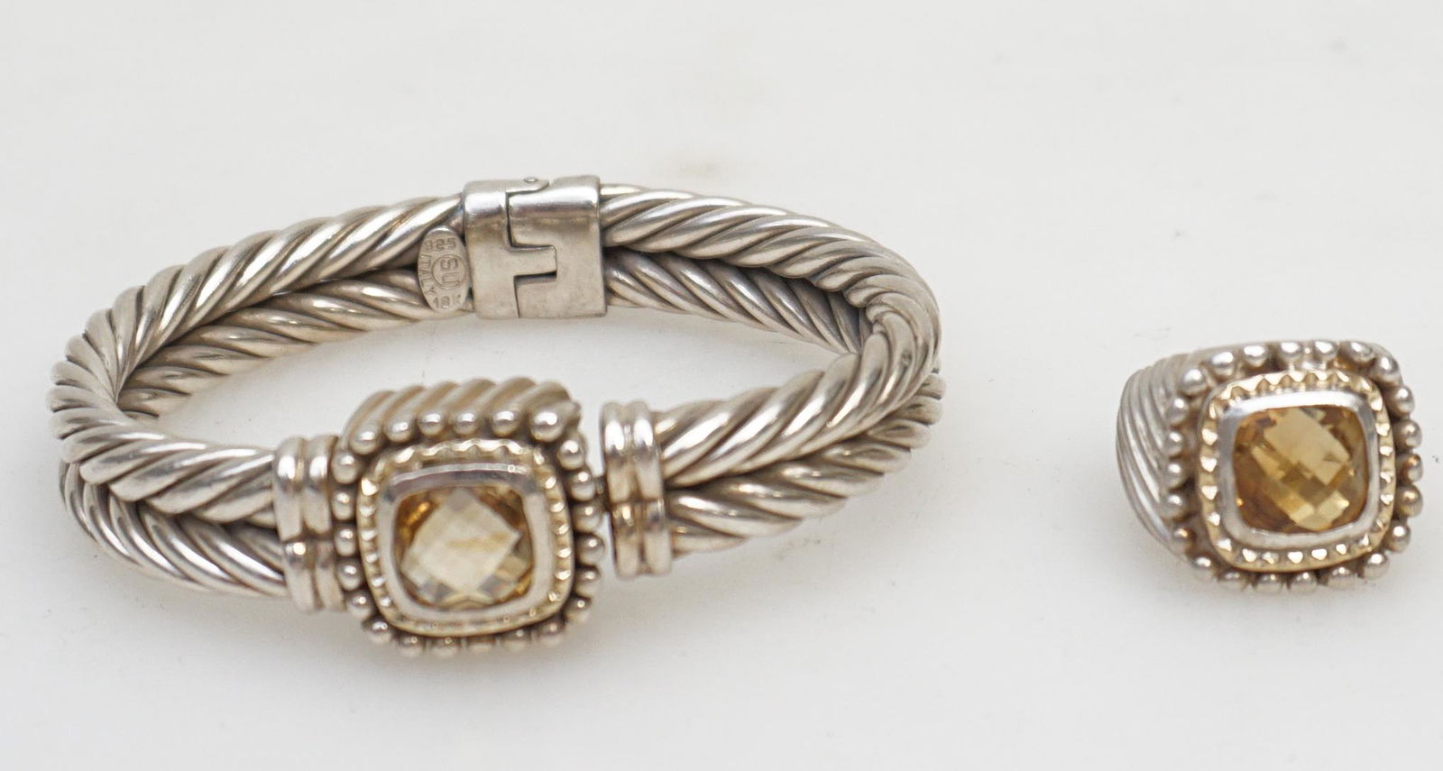 2 PC ITALIAN STERLING & 18K RING + BRACELET (1 of 6)