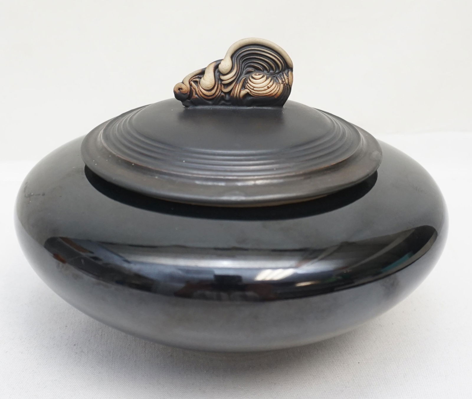 POTTERY COVERED BOX SIGNED (1 of 9)