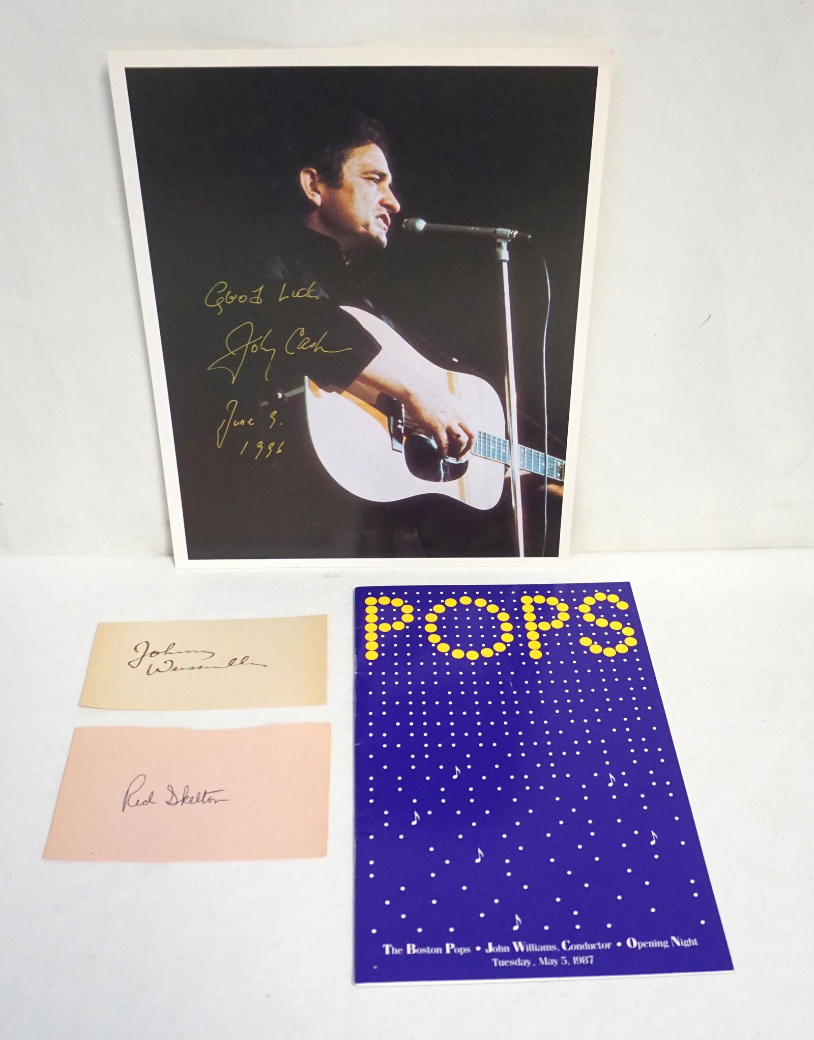 4 AUTOGRAPHS JOHNNY CASH - RED SKELTON + MORE (1 of 5)