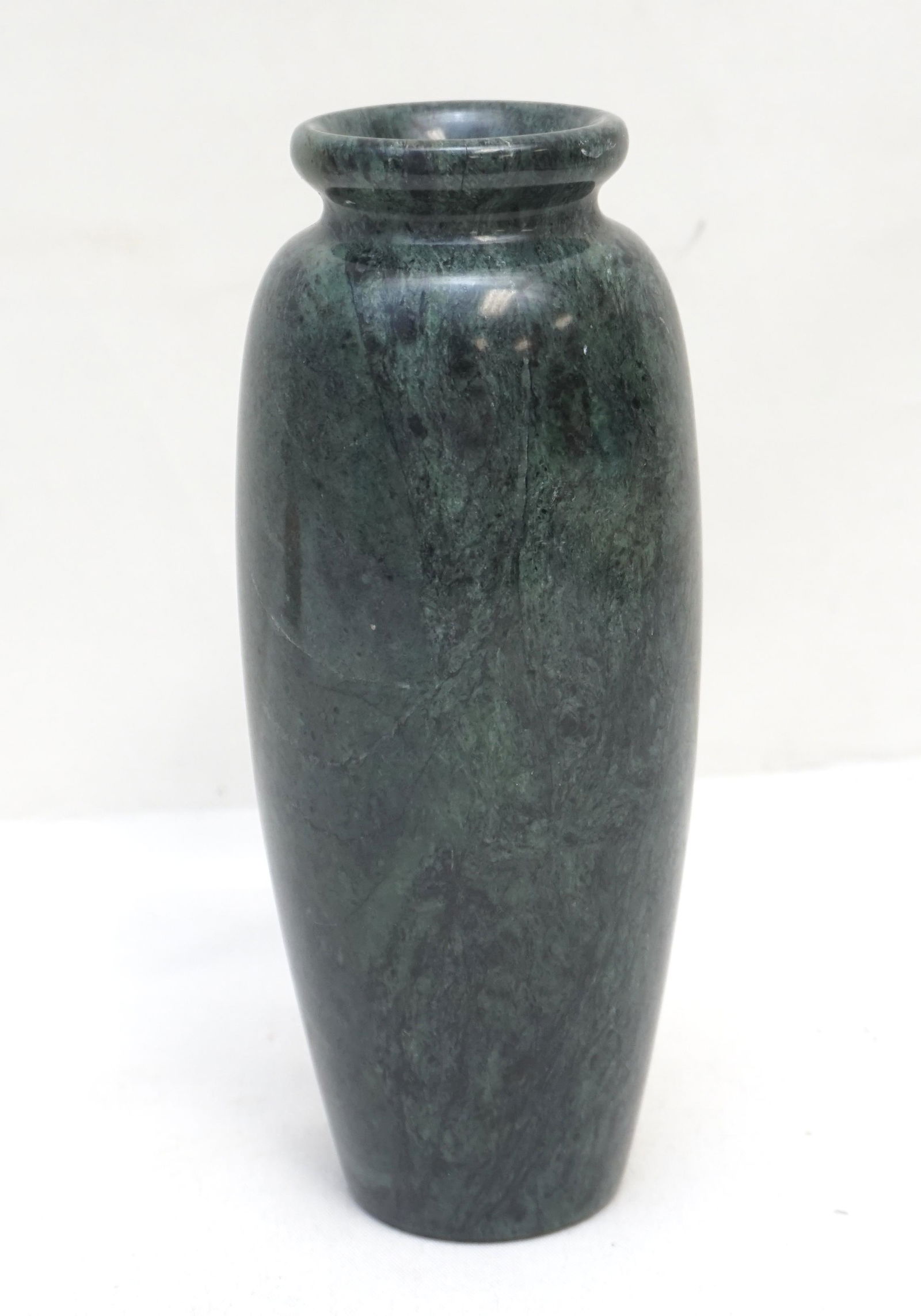 CARVED & POLISHED GREEN STONE VASE (1 of 8)