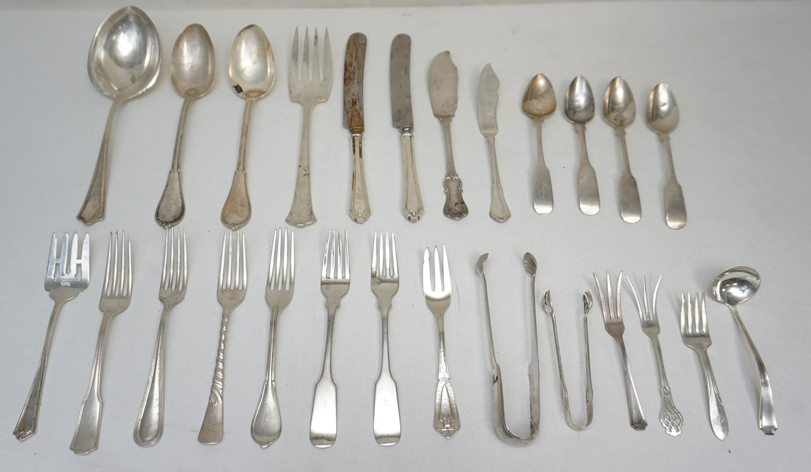 26 pc STERLING & COIN SILVER FLATWARE (1 of 9)