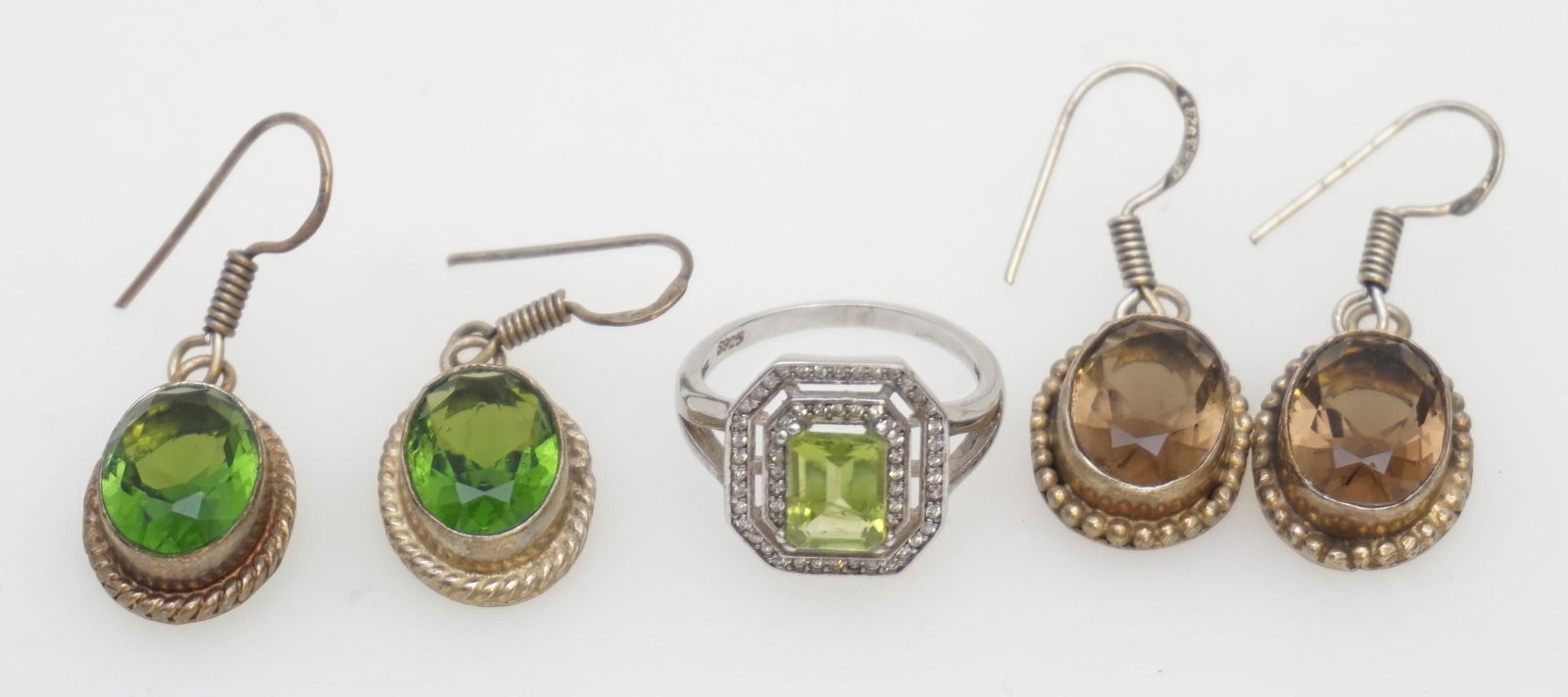 PERIDOT RING & EARRINGS/ SMOKY QUARTZ EARRINGS (1 of 3)