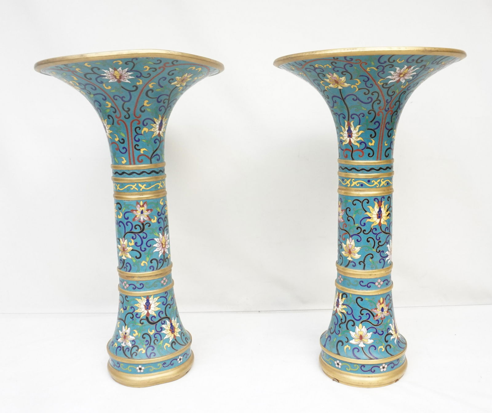 PAIR MAITLAND SMITH TALL GU CLOISONNE VASES (1 of 7)
