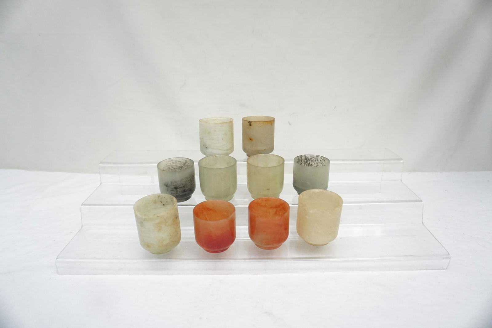 10 ANTIQUE CARVED CHINESE JADE CUPS (1 of 4)