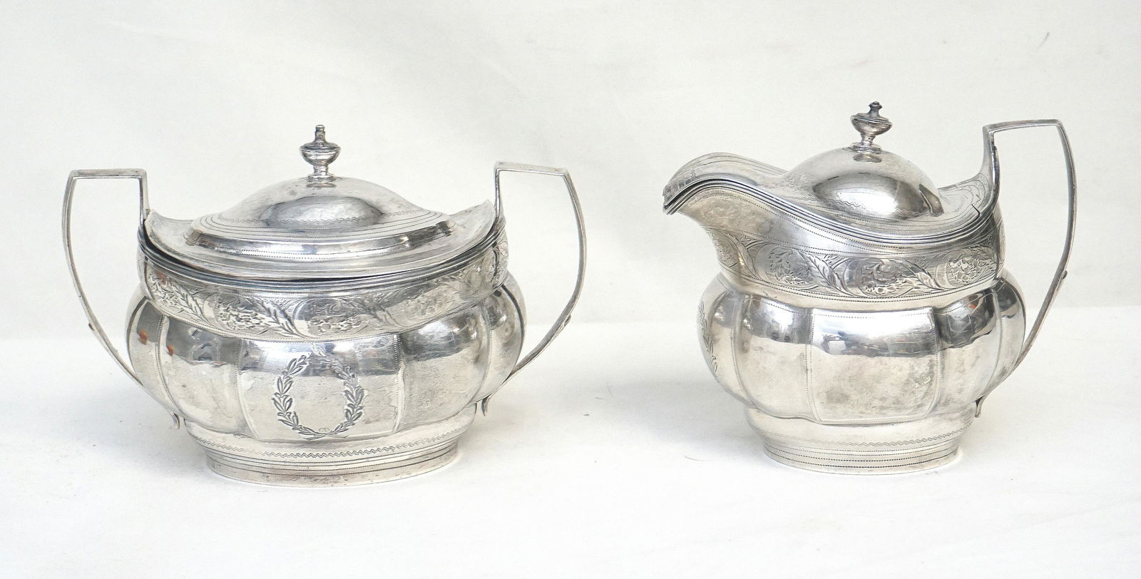 ENGLISH STERLING GEORGE III CREAM & SUGAR (1 of 7)