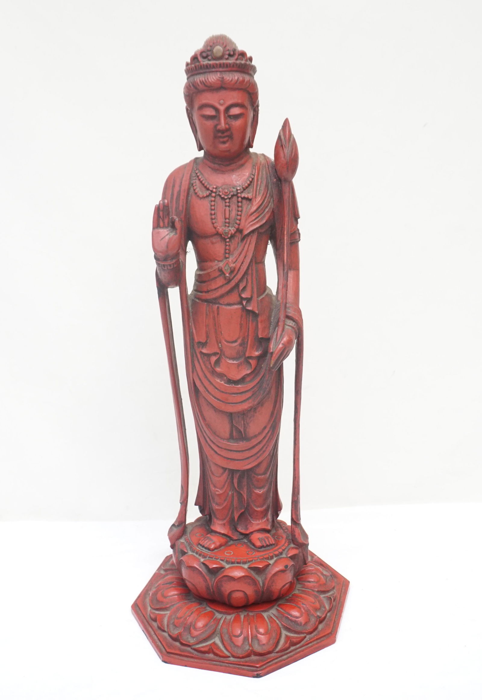 CARVED RED LACQUER GUANYIN c 1880 (1 of 9)