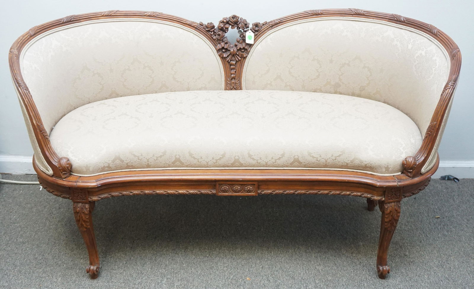 ANTIQUE 19th c. CARVED FRENCH SETTEE (1 of 9)