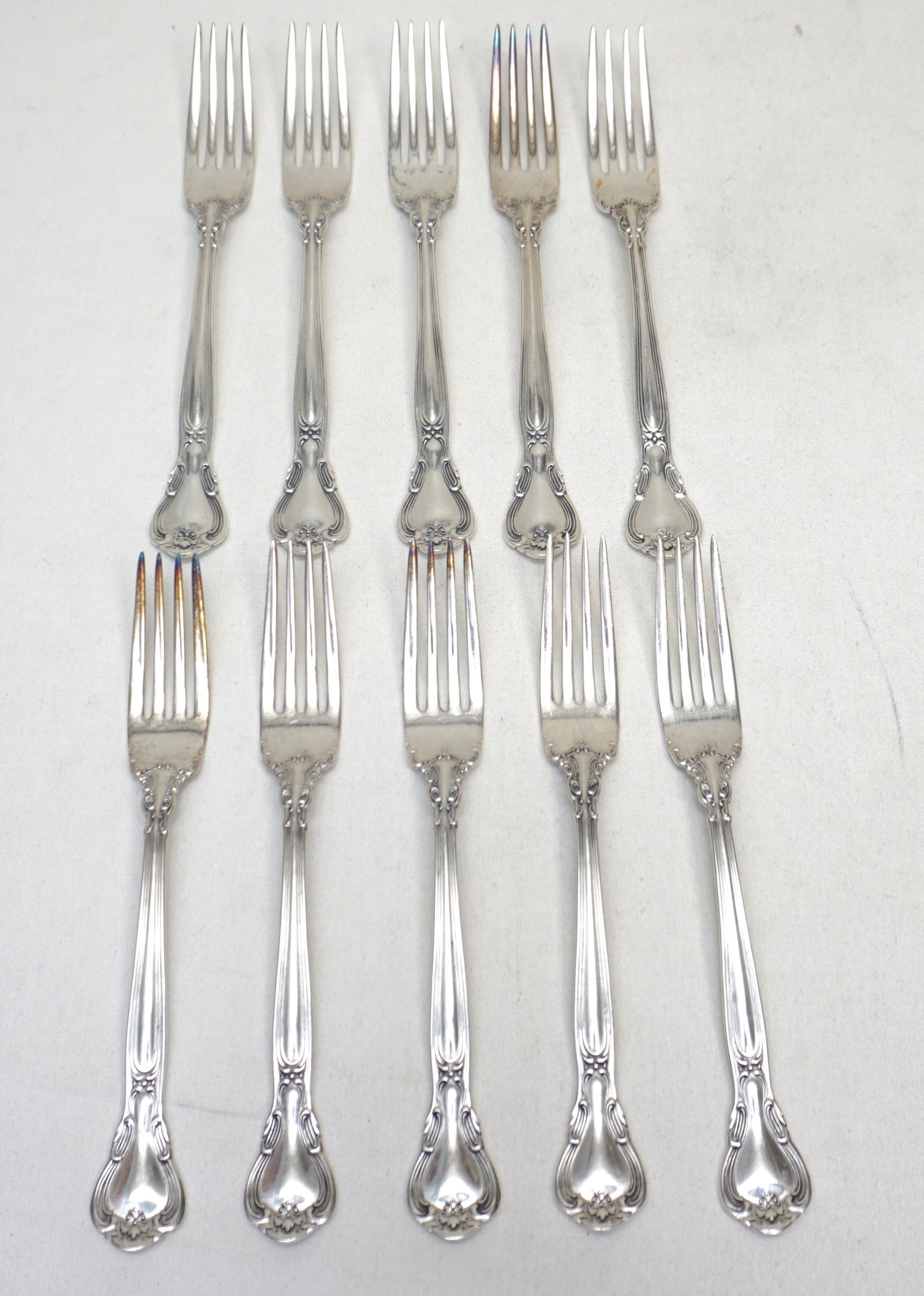 10 GORHAM STERLING SILVER CHANTILLY FORKS (1 of 9)