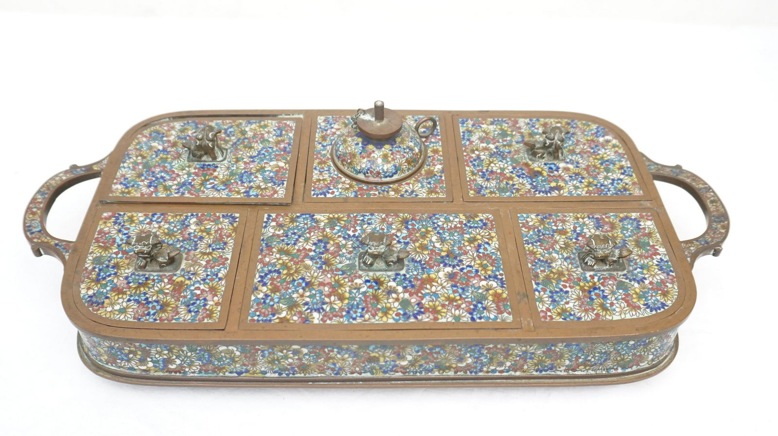 CHINESE QING CLOISONNE SMOKING / OPIUM SET (1 of 7)