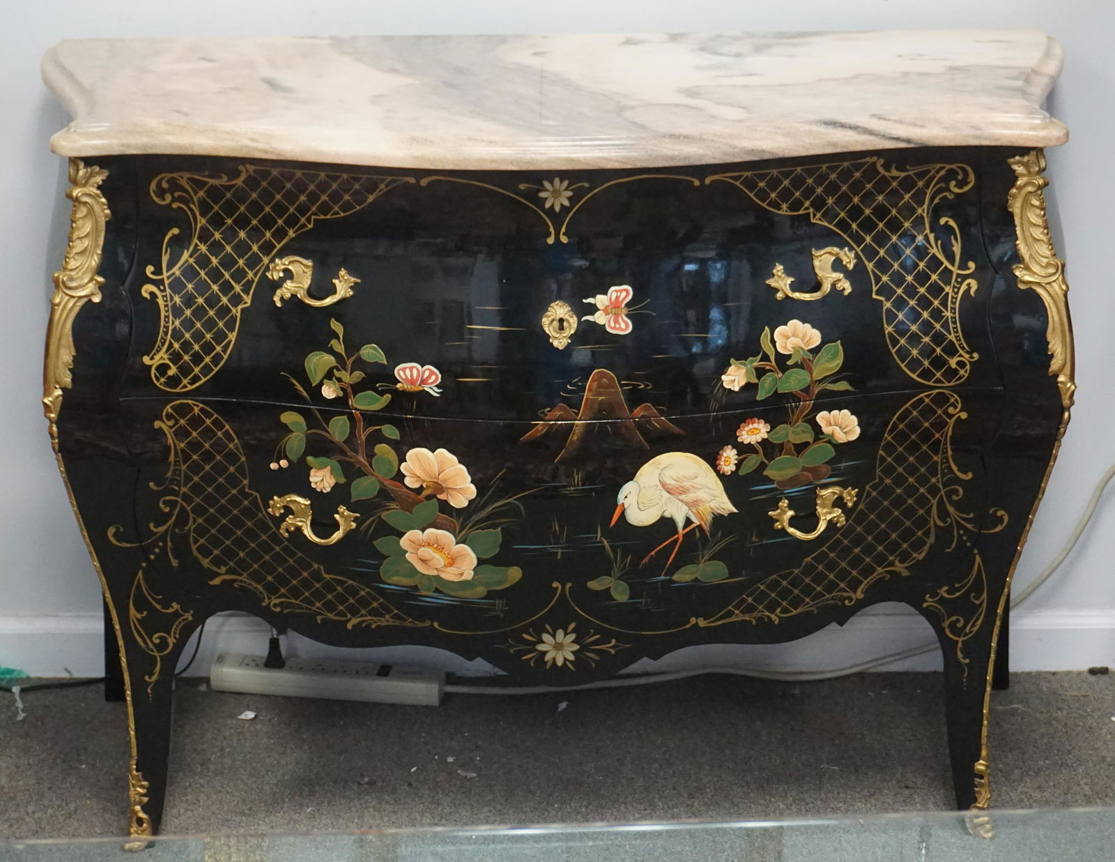 LOUIS XV STYLE CHINOISERIE BOMBE CHEST (1 of 3)