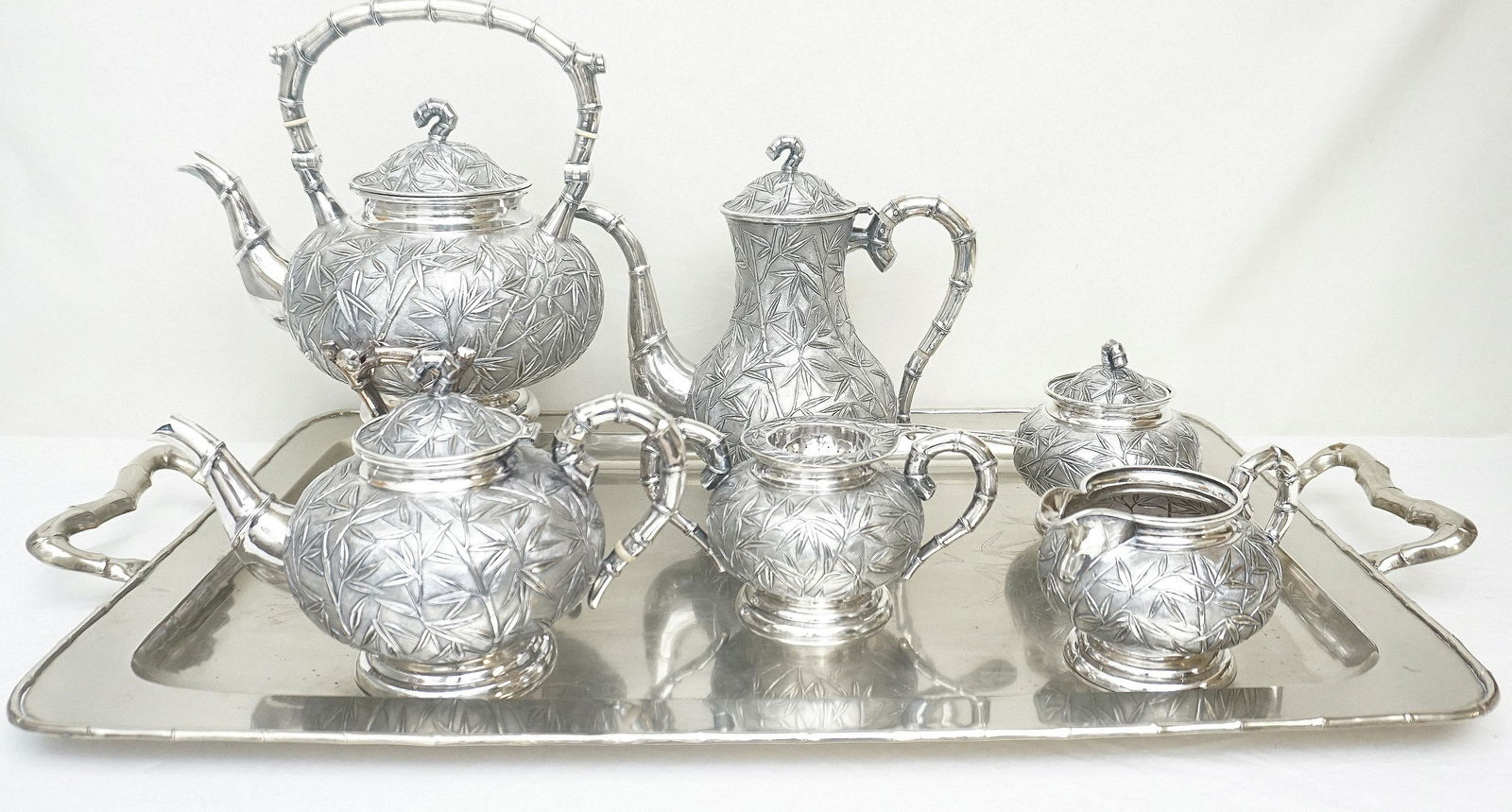 FINE CHINESE STERLING 8 PC TEA SERVICE (1 of 11)