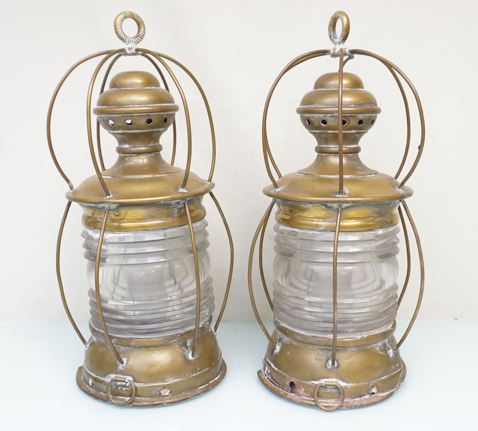 PAIR LARGE SHIPS LANTERNS USS HARTFORD (1 of 11)