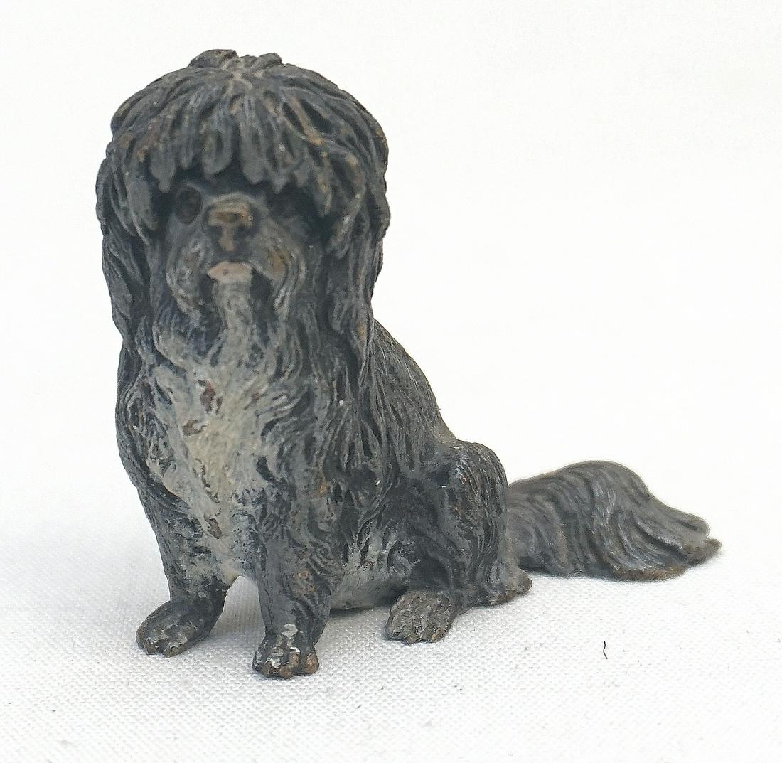 RARE BERGMAN VIENNA BRONZE SHAGGY DOG: Rare Franz Bergman signed Geschutzt Vienna Bronze Cold Painted Shaggy Dog early 20th c. Measures 1 1/2"x1 3/4" high. PROVENANCE: A Private Charleston SC Collection. Franz Xaver Bergman (or Franz Xaver
