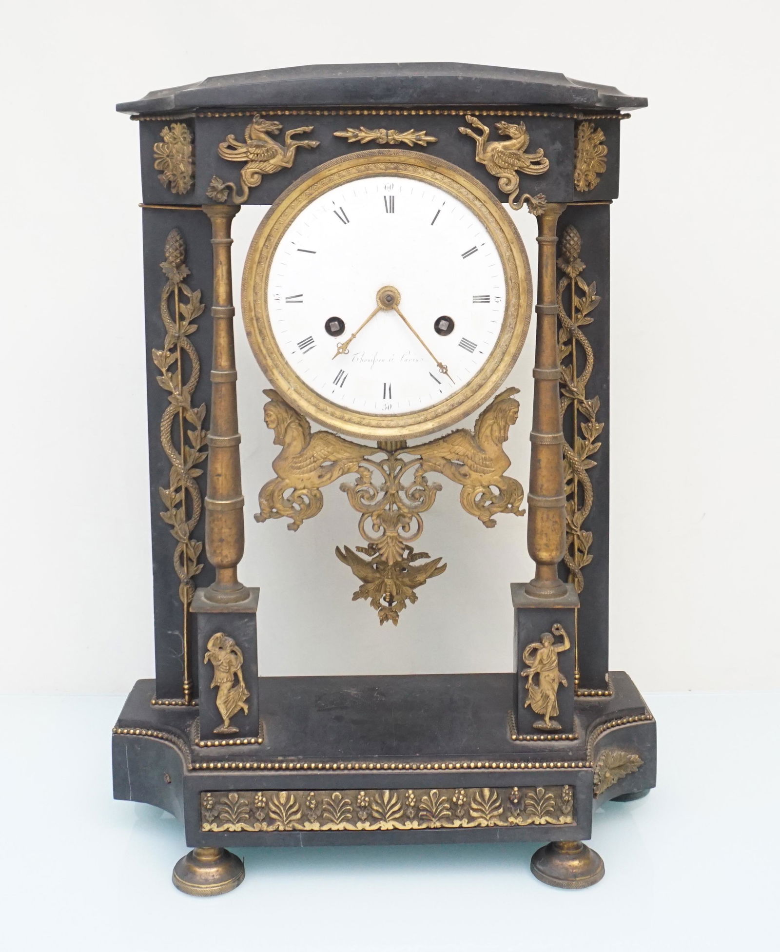 ANTIQUE FRENCH EMPIRE MANTLE CLOCK (1 of 6)