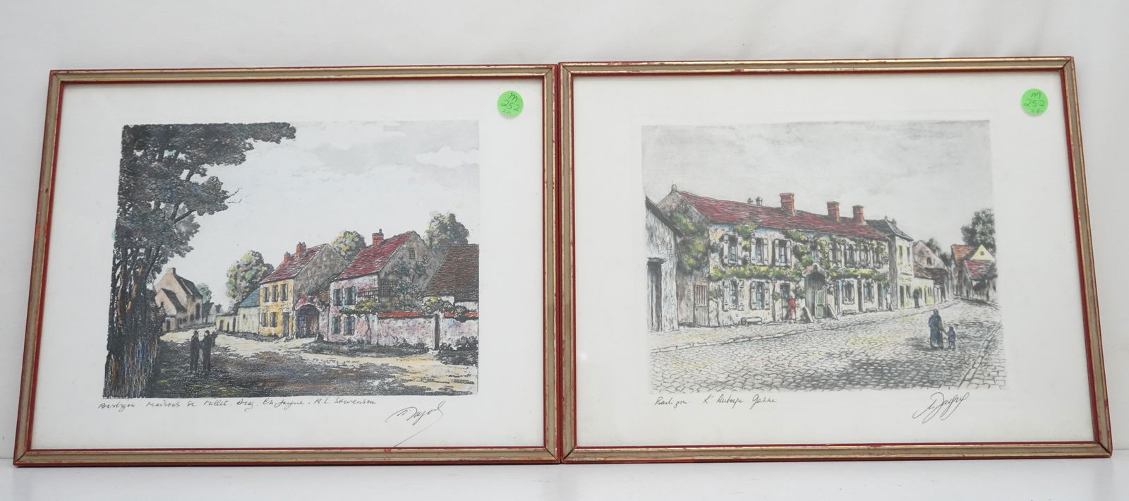 PAIR BARBIZON MAURICE JACQUE HAND COLORED ETCHINGS (1 of 5)