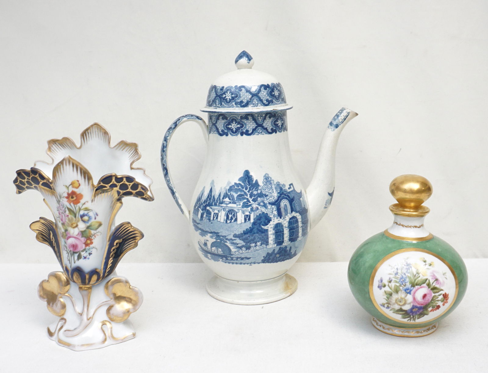 3 pc ANTIQUE PORCELAIN GROUP (1 of 13)