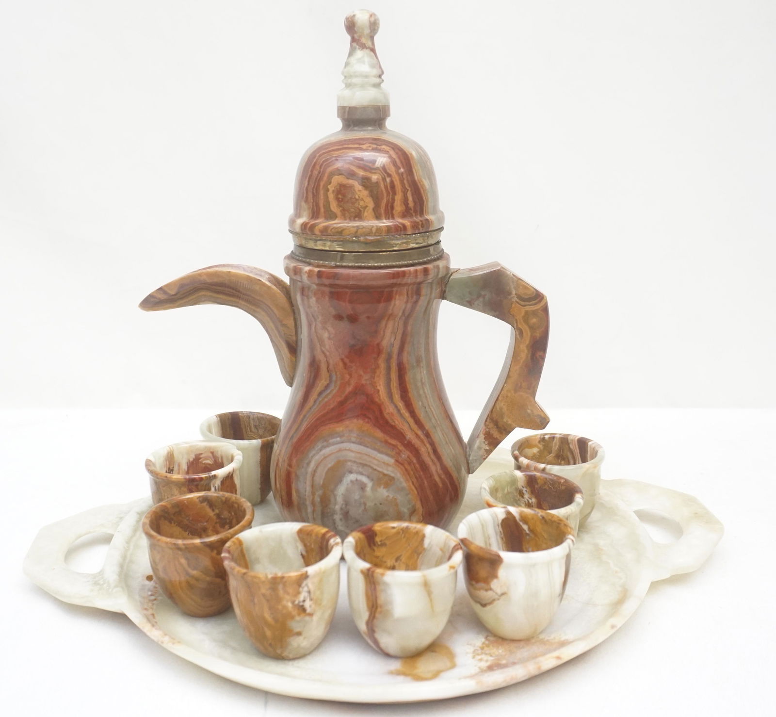 10 pc POLISHED ONYX TEA / COFFEE SERVICE (1 of 9)