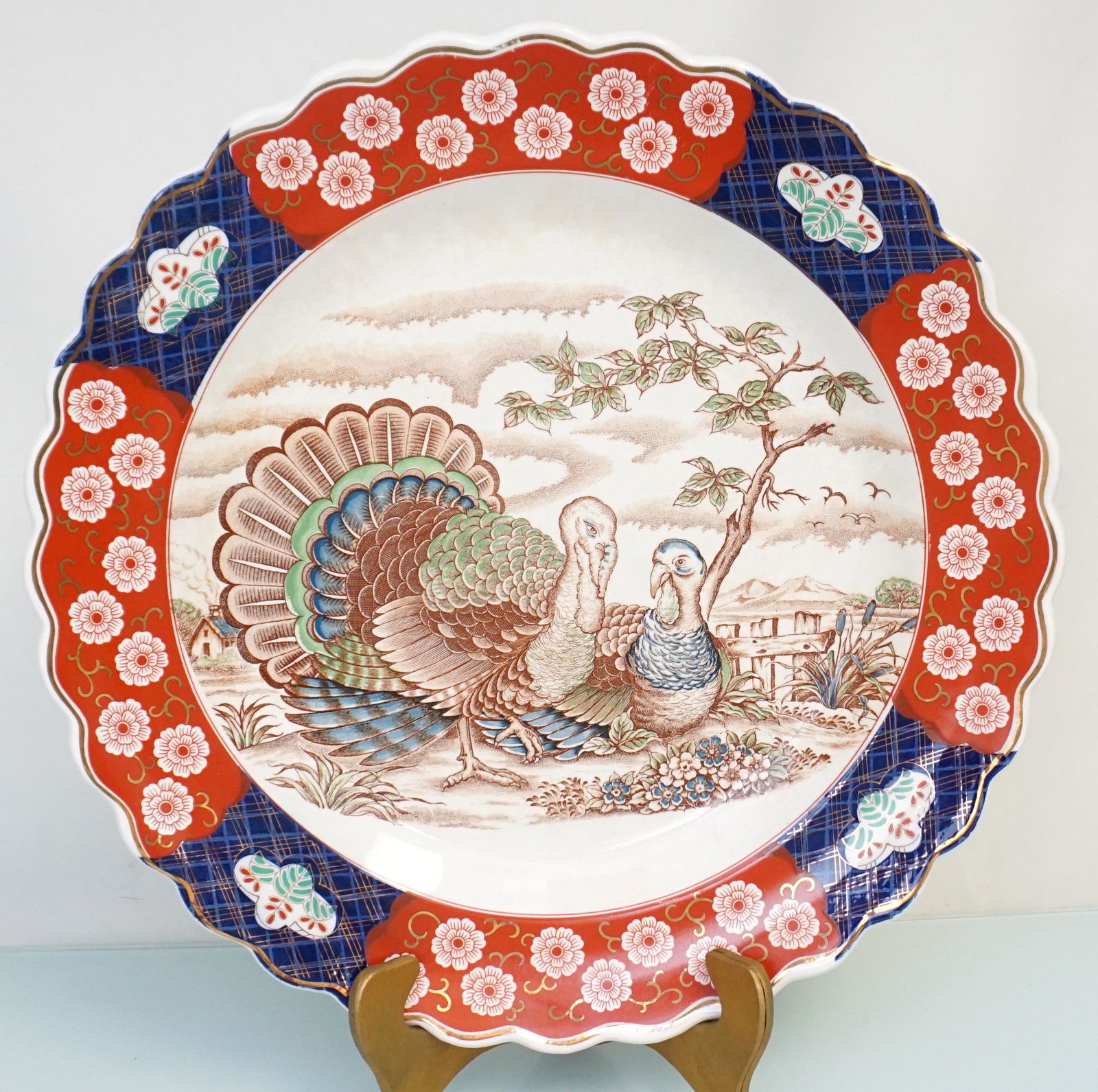 VINTAGE M.Z. JAPAN IMARI TURKEY PLATTER (1 of 8)