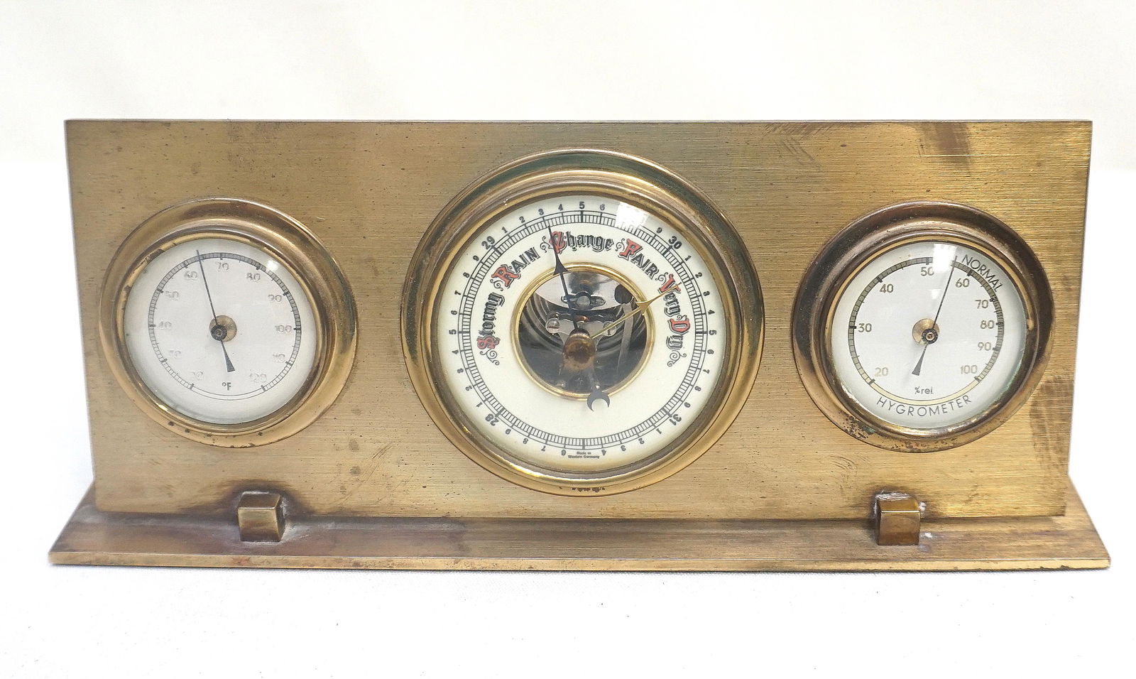 MID CENTURY BRASS WEST GERMANY BAROMETER (1 of 7)