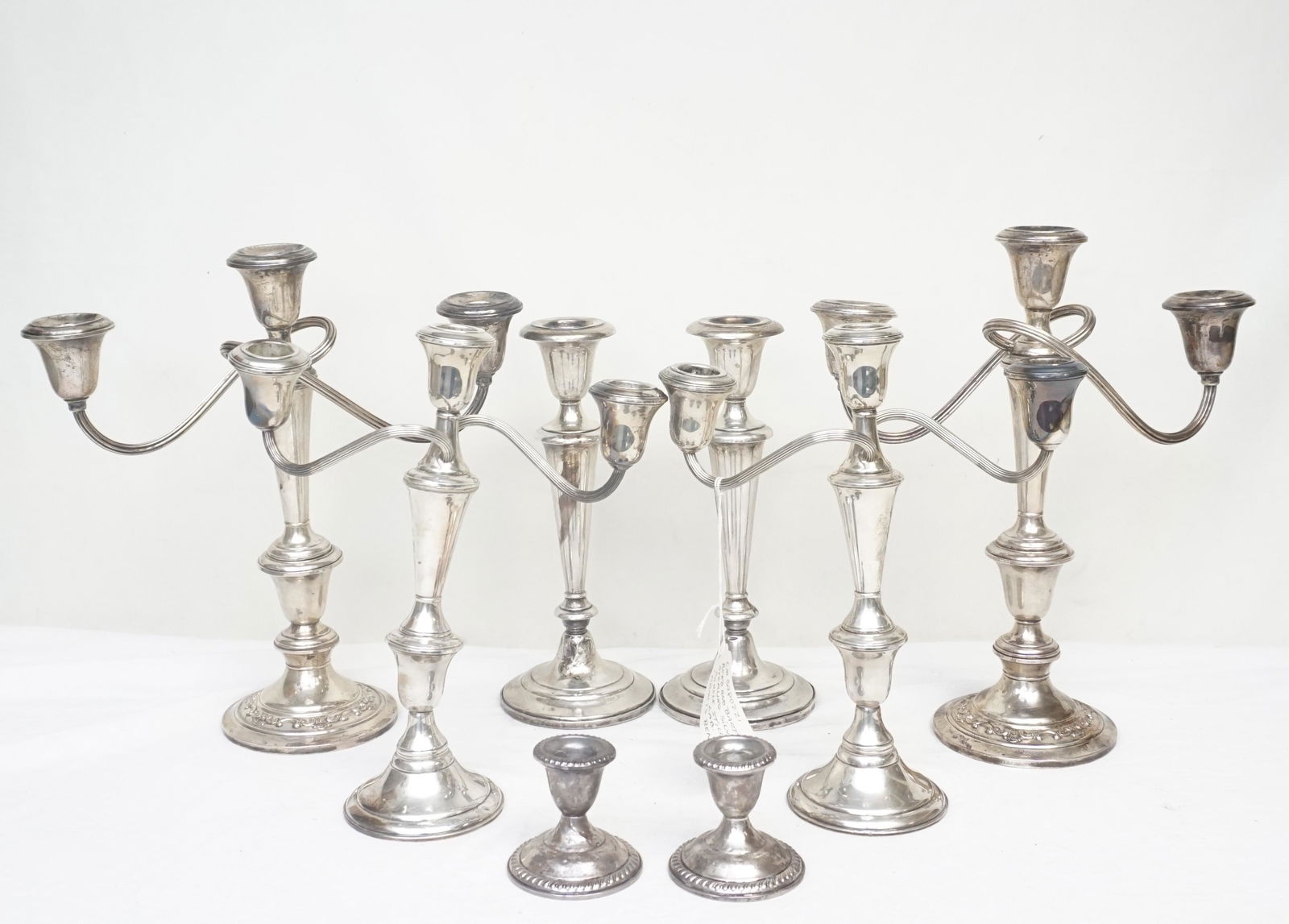 8 pc STERLING CANDELABRA & CANDLESTICKS WEIGHTED (1 of 9)