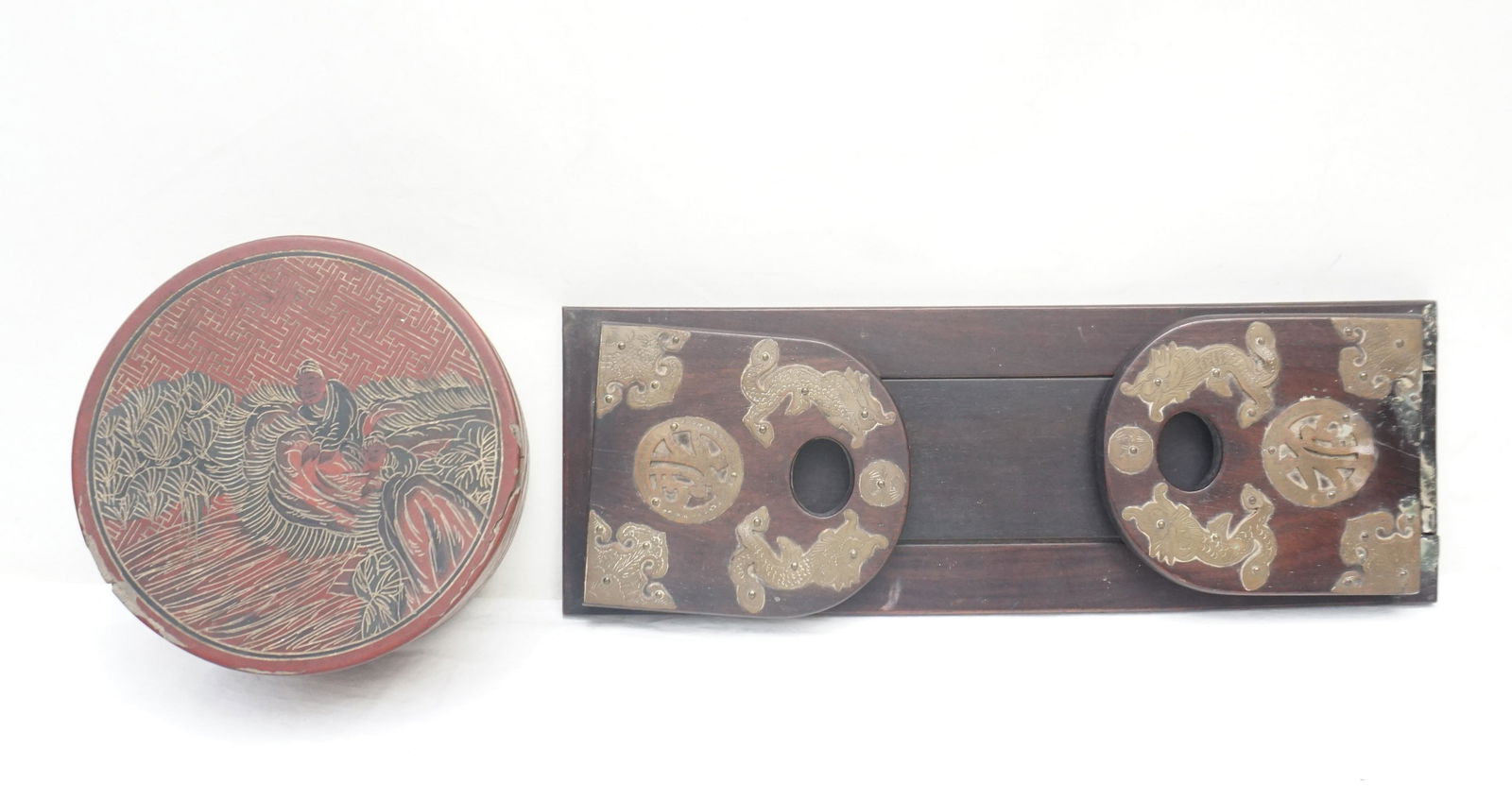 2 pc CHINESE ROSEWOOD FOLDING BOOK RACK + (1 of 11)