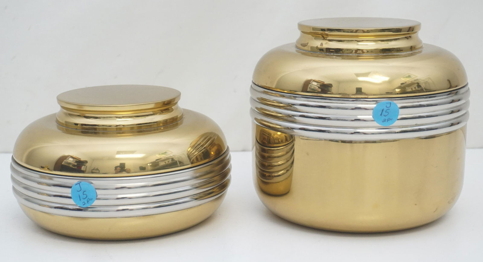 MID CENTURY BRASS & CHROME CANISTERS (1 of 4)