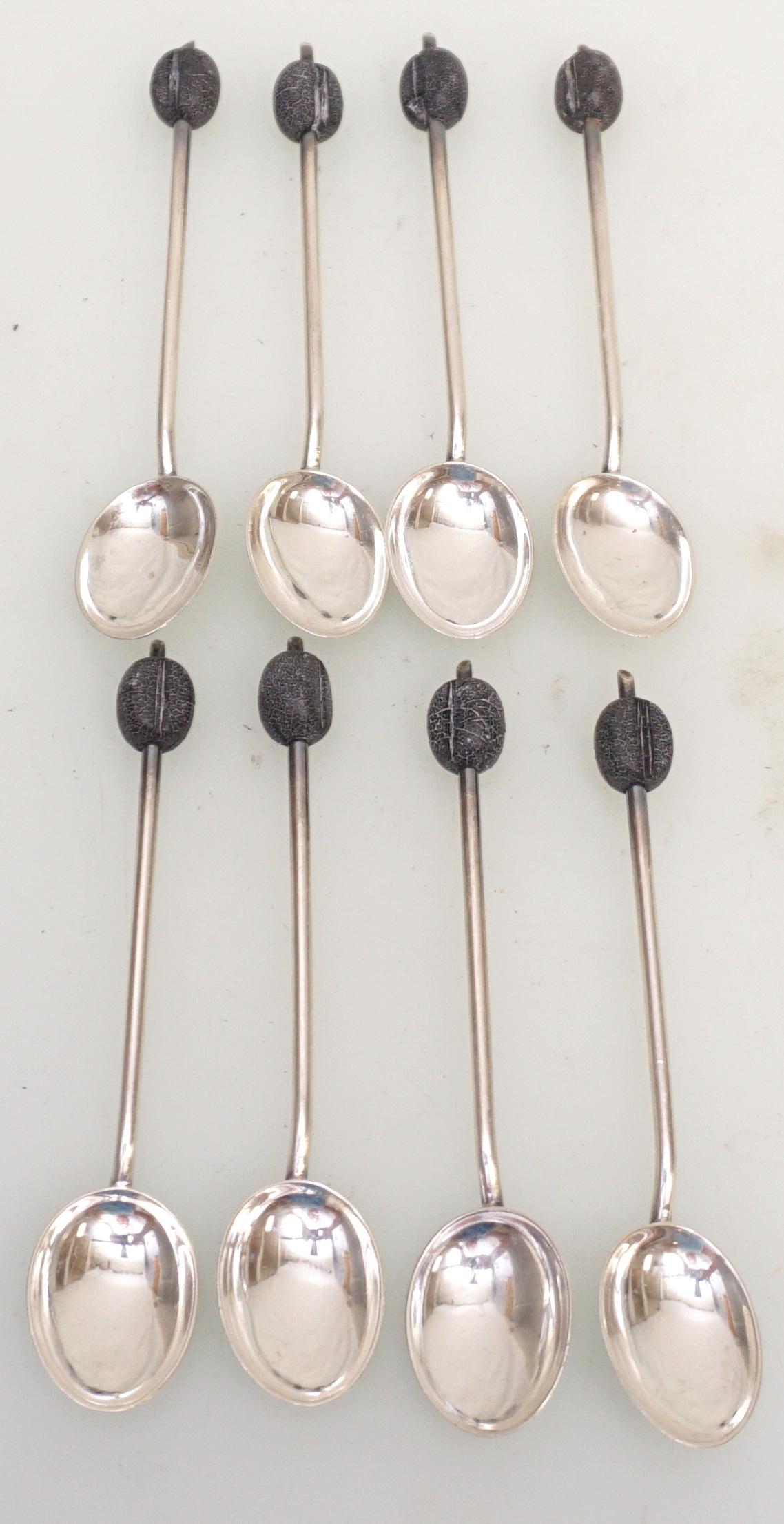 8 ASPEY LONDON STERLING ART DECO DEMITASSE SPOONS (1 of 6)