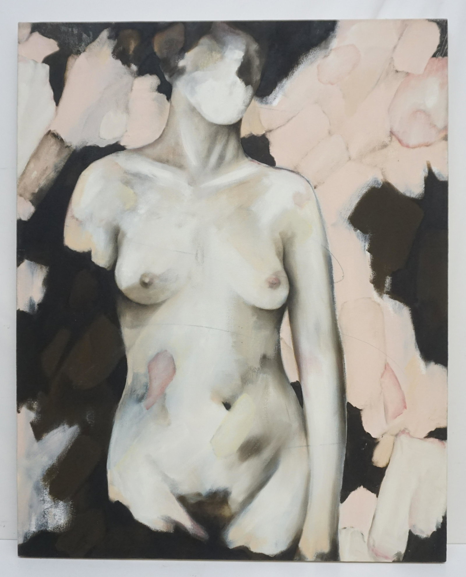 LARGE JIM KLEIN NUDE OIL ON CANVAS: Large Jim Kline, Los Angeles, Contemporary Nude on Canvas. From his 1988 Series "On Being Seen". Measures 33"x42"x1 1/4". Weight 10 pds. LA Based artist Jim Kline is the husband and collaborator of ar