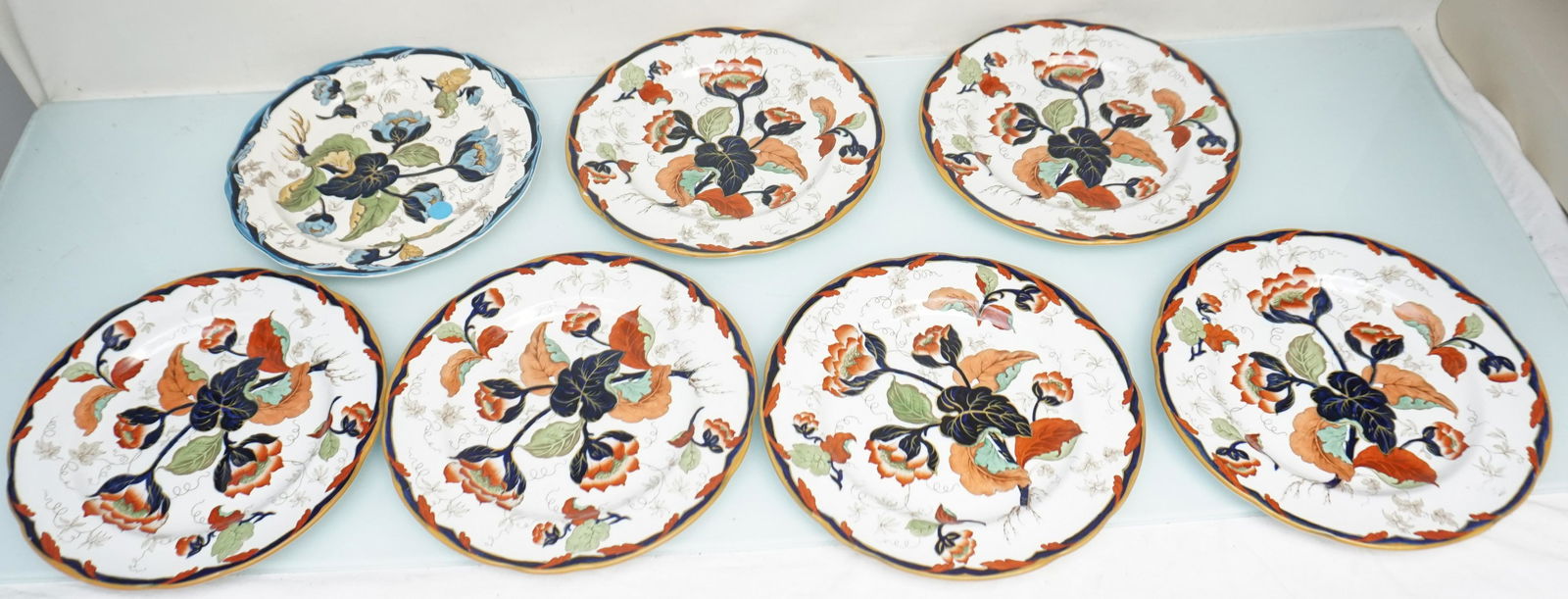 7 WEDGWOOD 19th c WATER NYMPH IMARI PLATES (1 of 8)