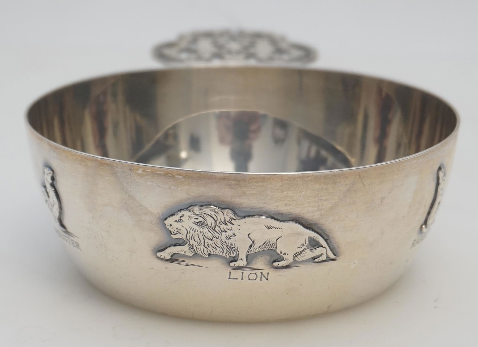 AMERICAN SILVER PORRINGER WITH APPLIED ANIMALS (1 of 8)