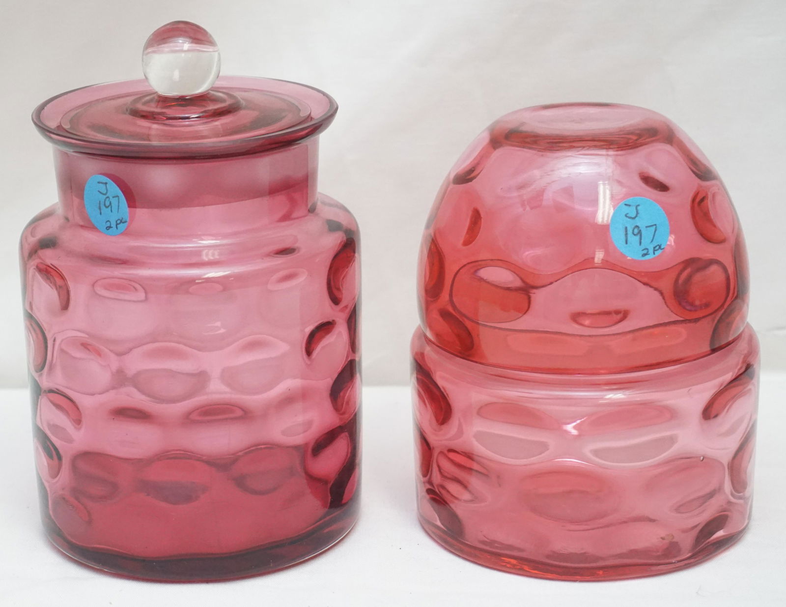 2 PC FENTON / LG WRIGHT CRANBERRY INVERTED THUMBPRINT (1 of 5)