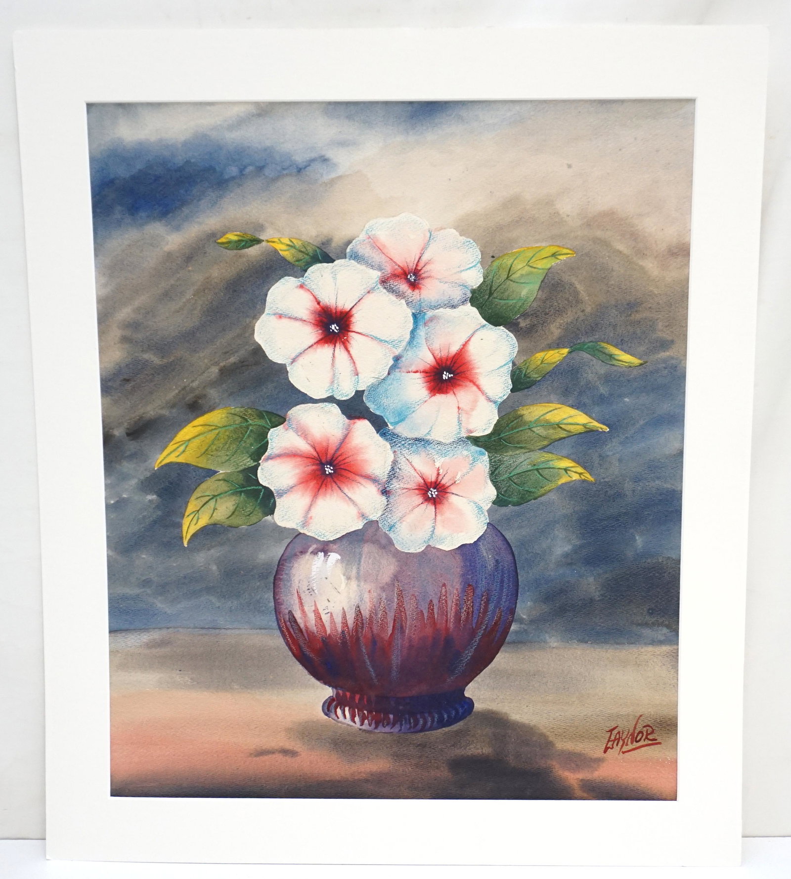 HAROLD A LAYNOR (1922-1991) MID CENTURY STILL LIFE: Harold A. Laynor (1922-1991) Mid Century 1949 Still Life Watercolor. Signed lower left. Unframed 18"x23". Weight 1pd. Harold A. Laynor was born in New York City in 1922 and embarked on his artistic jo