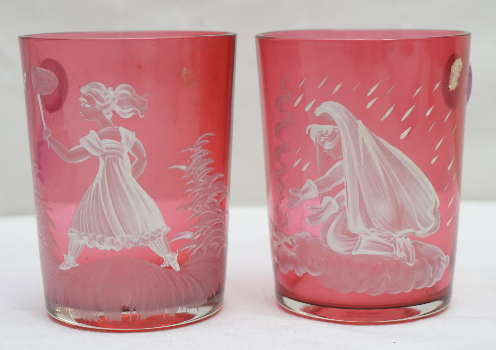 2 EARLY MARY GREGORY CRANBERRY TUMBLERS (1 of 5)