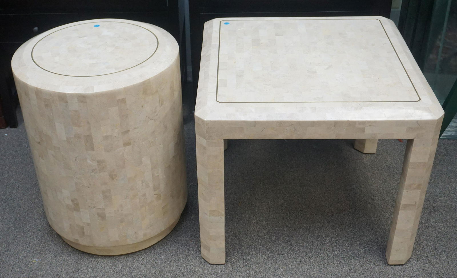 2 KARL SPRINGER STYLE TESSELLATED CORAL TABLES (1 of 6)