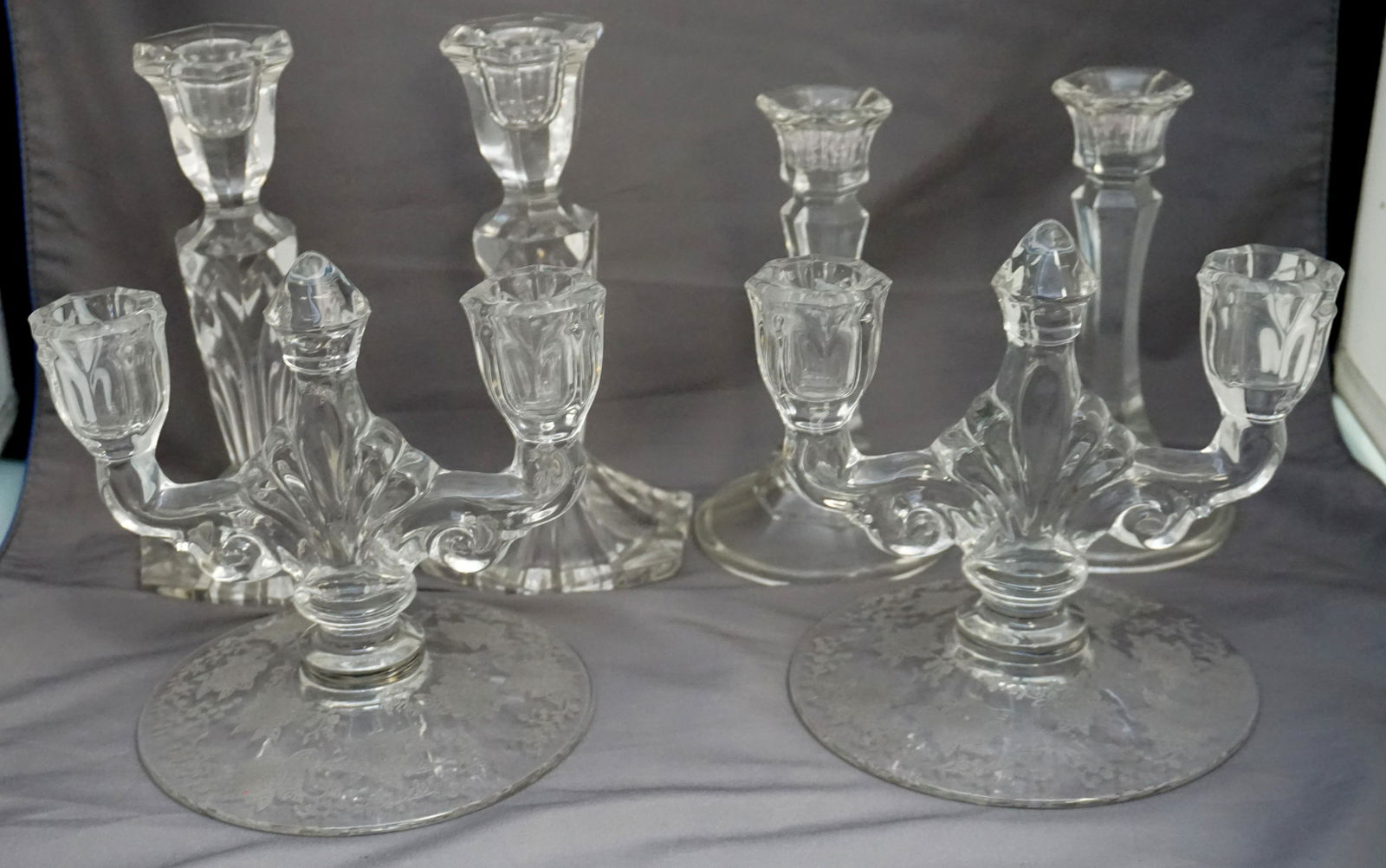 8 pc VINTAGE CANDELABRA & CANDLESTICKS (1 of 6)