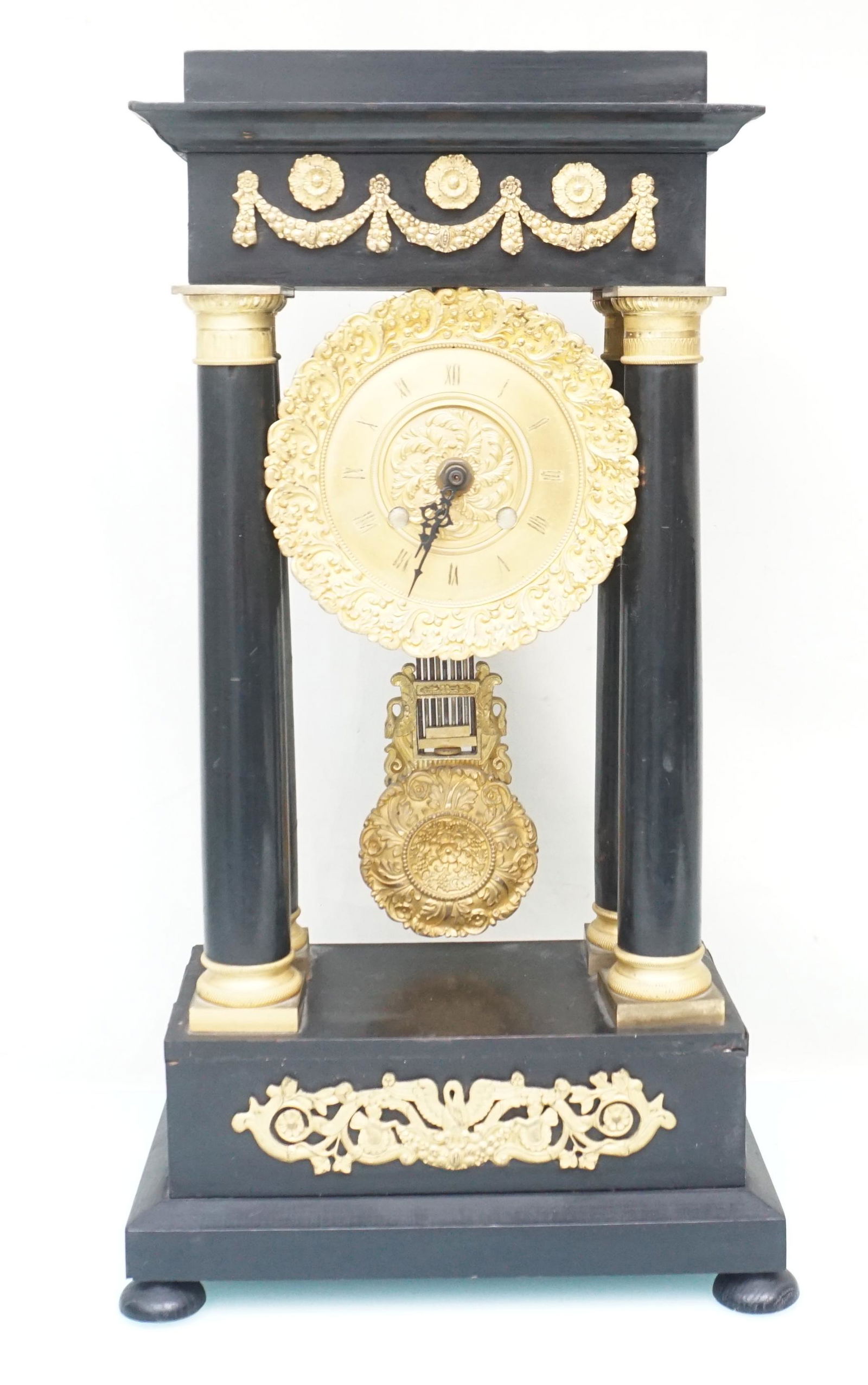 19TH C NEOCLASSICAL COLUMN FRENCH EMPIRE MANTLE CLOCK (1 of 9)